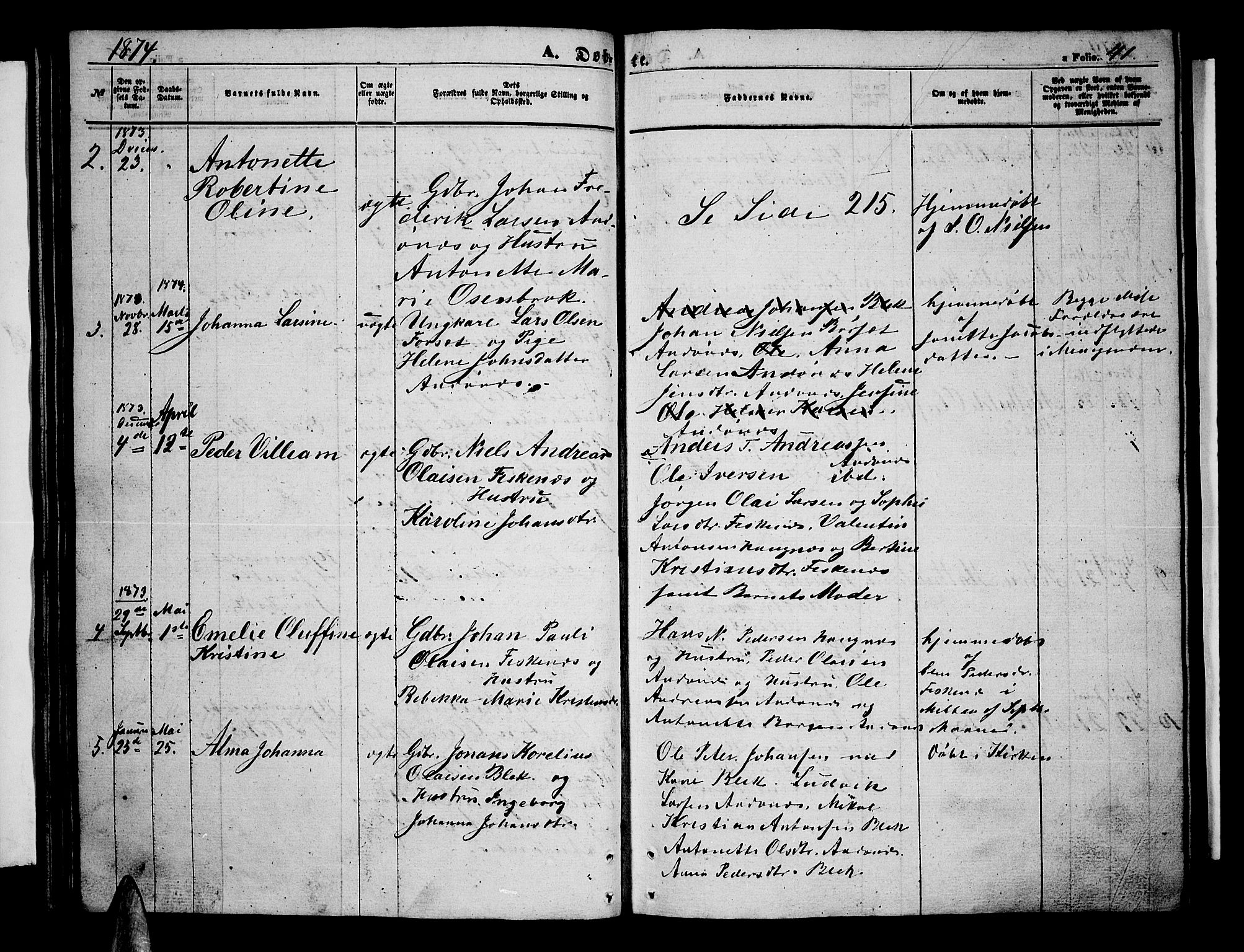 Ministerialprotokoller, klokkerbøker og fødselsregistre - Nordland, SAT/A-1459/899/L1447: Parish register (copy) no. 899C02, 1855-1886, p. 41