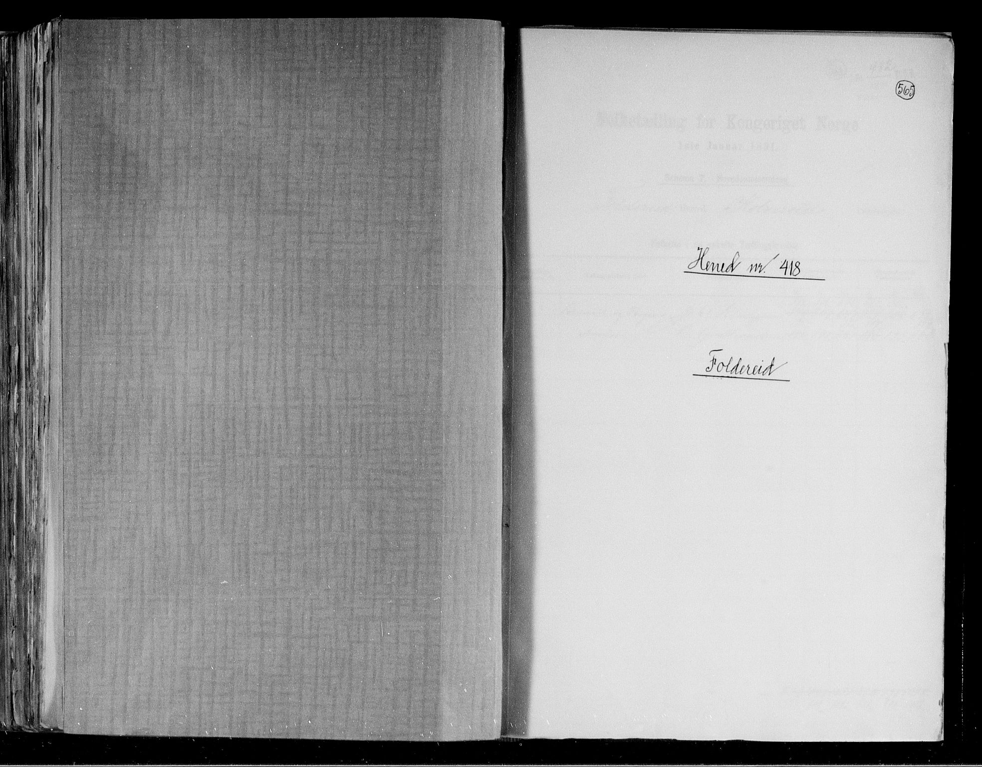 RA, 1891 census for 1753 Foldereid, 1891, p. 1