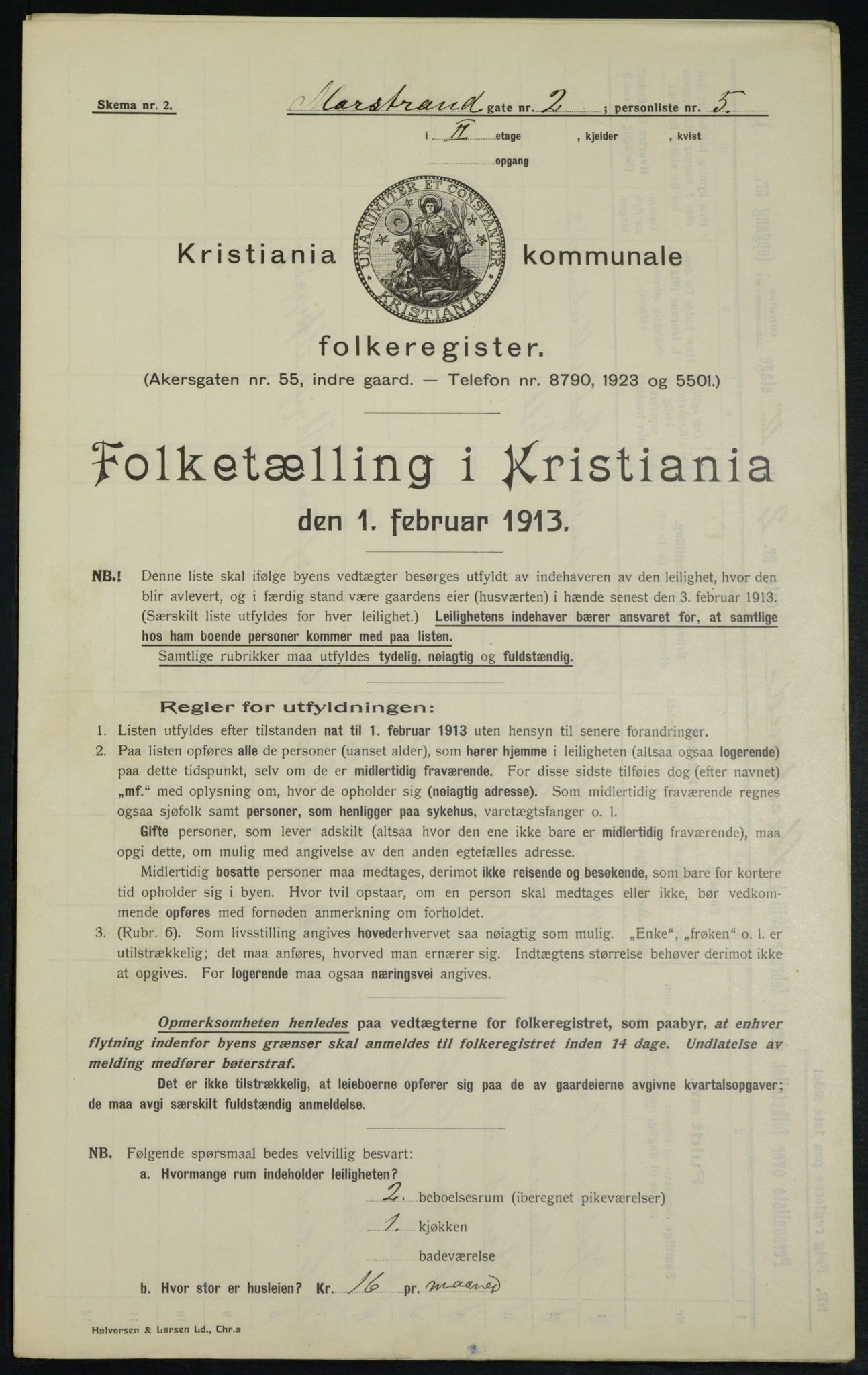 OBA, Municipal Census 1913 for Kristiania, 1913, p. 64507