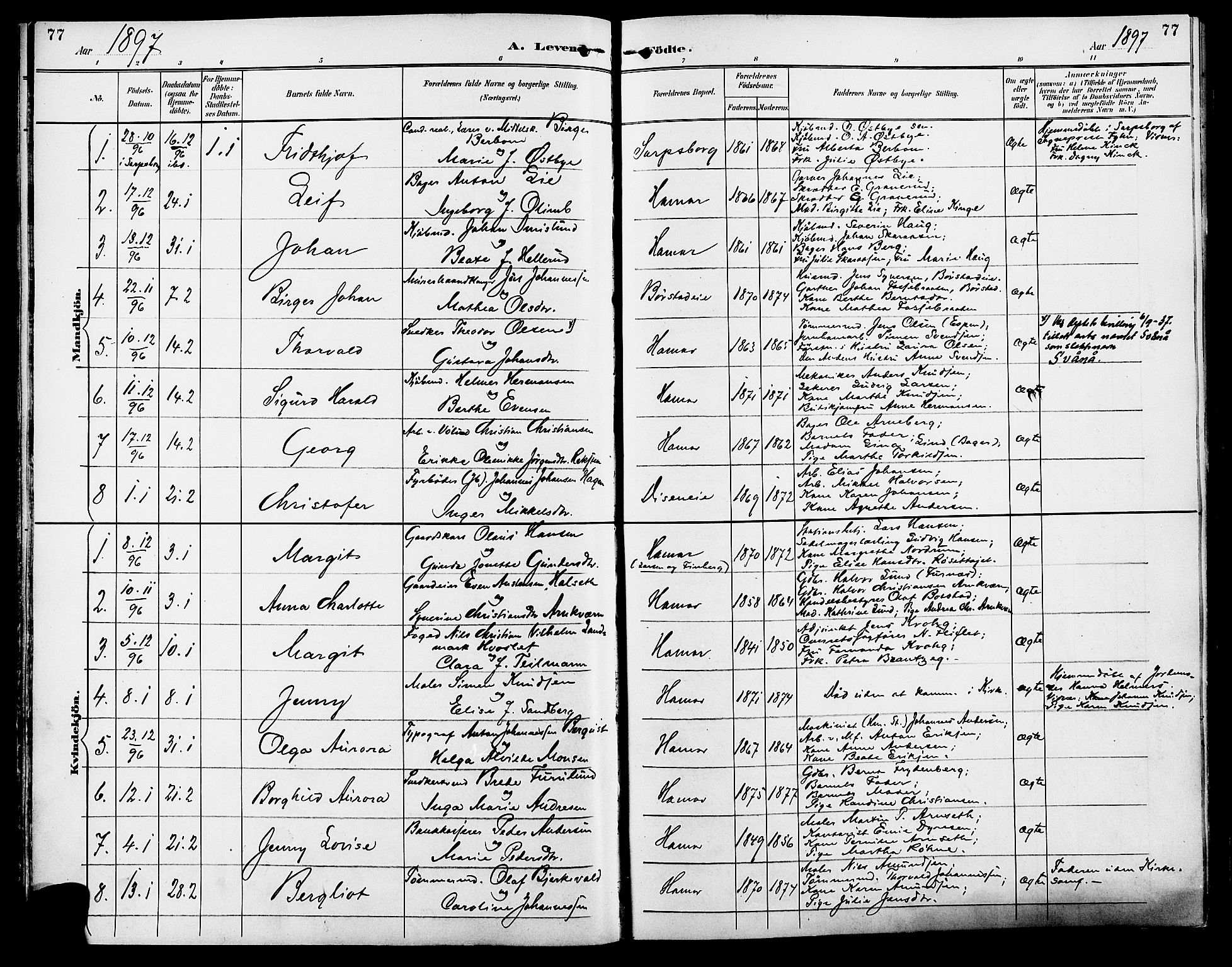 Vang prestekontor, Hedmark, SAH/PREST-008/H/Ha/Haa/L0017: Parish register (official) no. 17, 1890-1899, p. 77