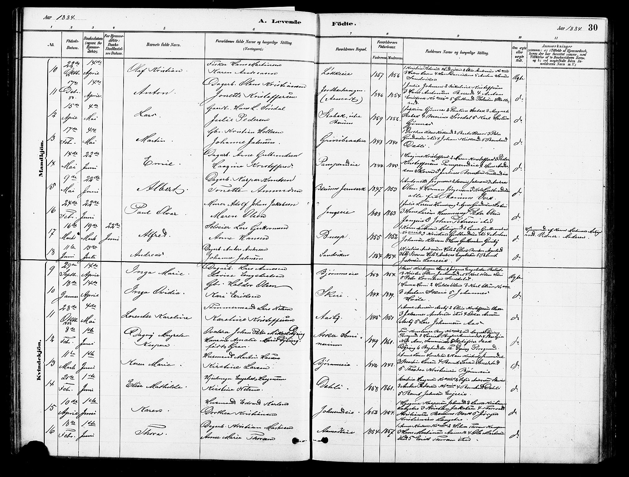 Asker prestekontor Kirkebøker, SAO/A-10256a/F/Fb/L0001: Parish register (official) no. II 1, 1879-1895, p. 30