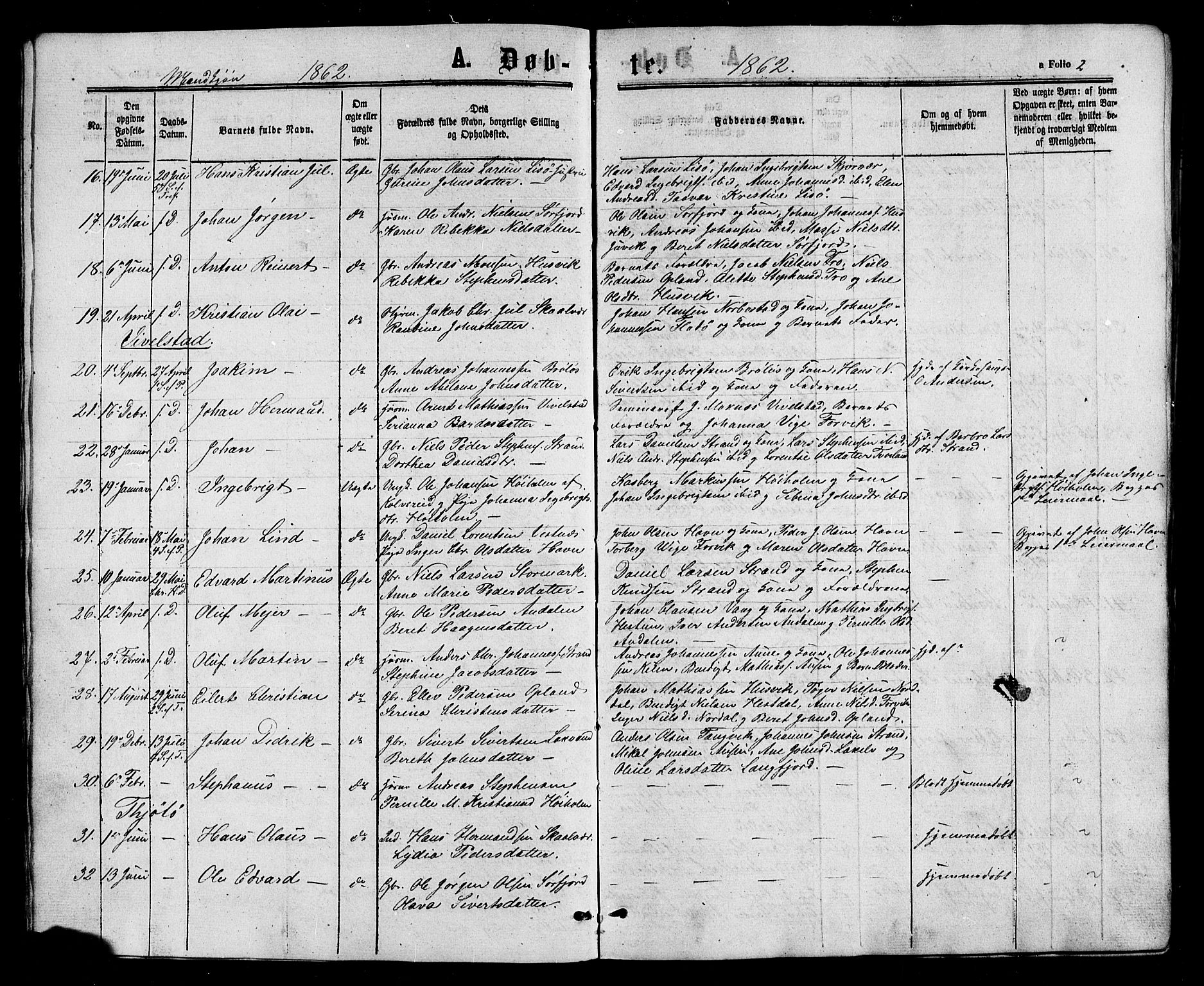 Ministerialprotokoller, klokkerbøker og fødselsregistre - Nordland, AV/SAT-A-1459/817/L0262: Parish register (official) no. 817A03/ 1, 1862-1877, p. 2