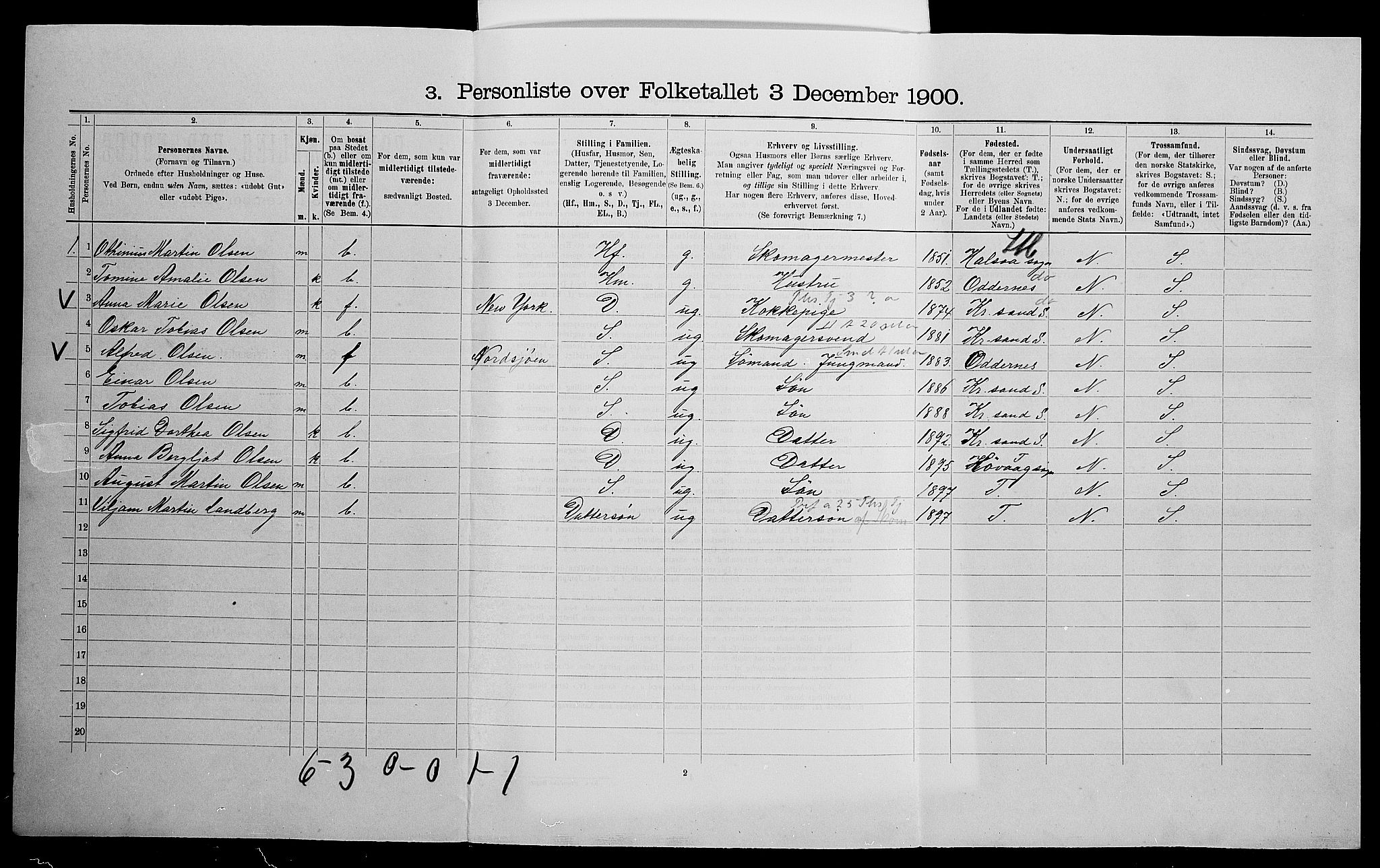 SAK, 1900 census for Høvåg, 1900, p. 731