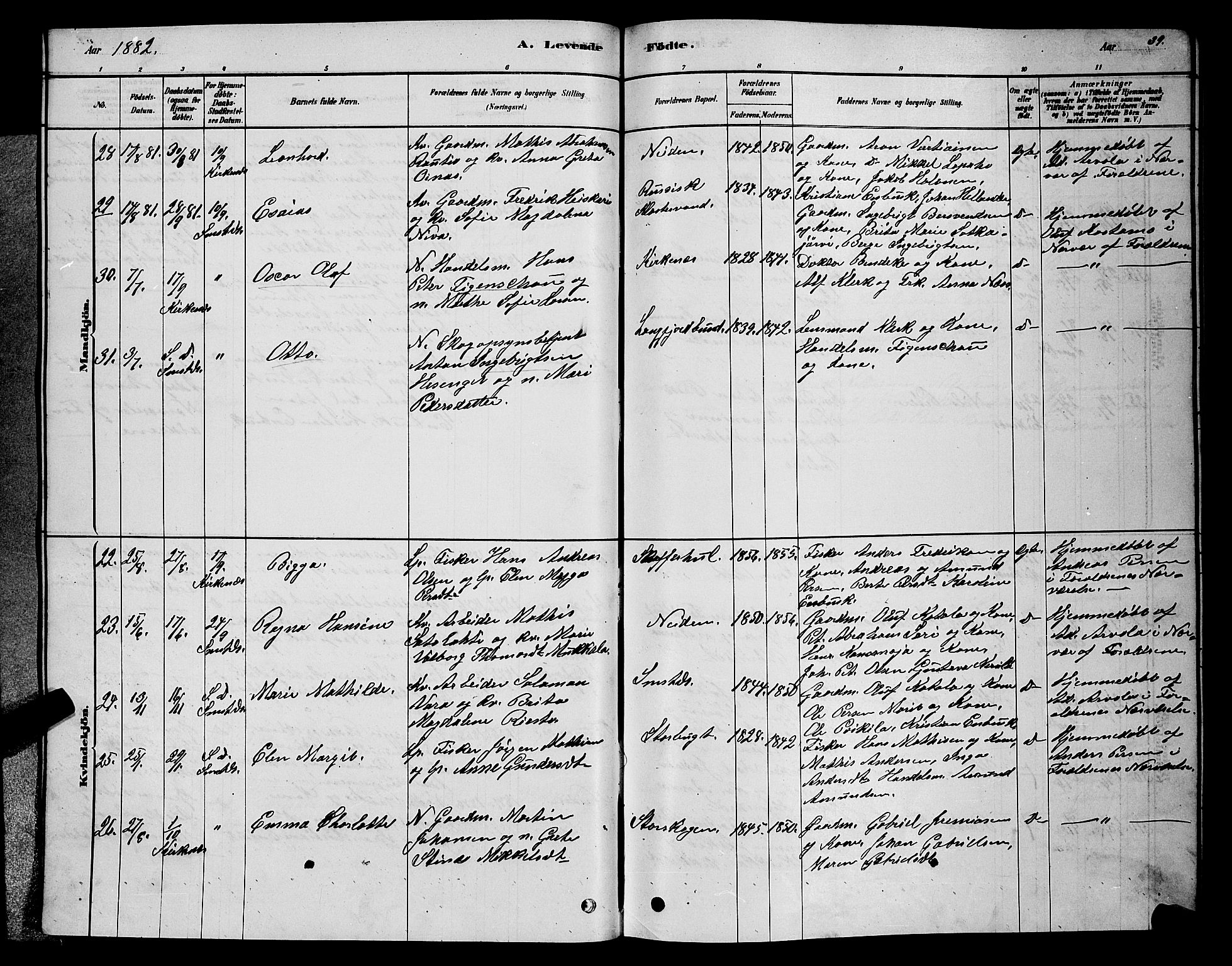 Sør-Varanger sokneprestkontor, SATØ/S-1331/H/Hb/L0003klokker: Parish register (copy) no. 3, 1878-1891, p. 39