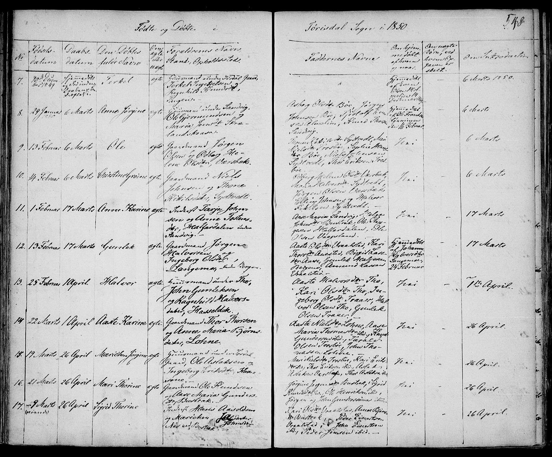 Drangedal kirkebøker, SAKO/A-258/F/Fa/L0007b: Parish register (official) no. 7b, 1837-1856, p. 548