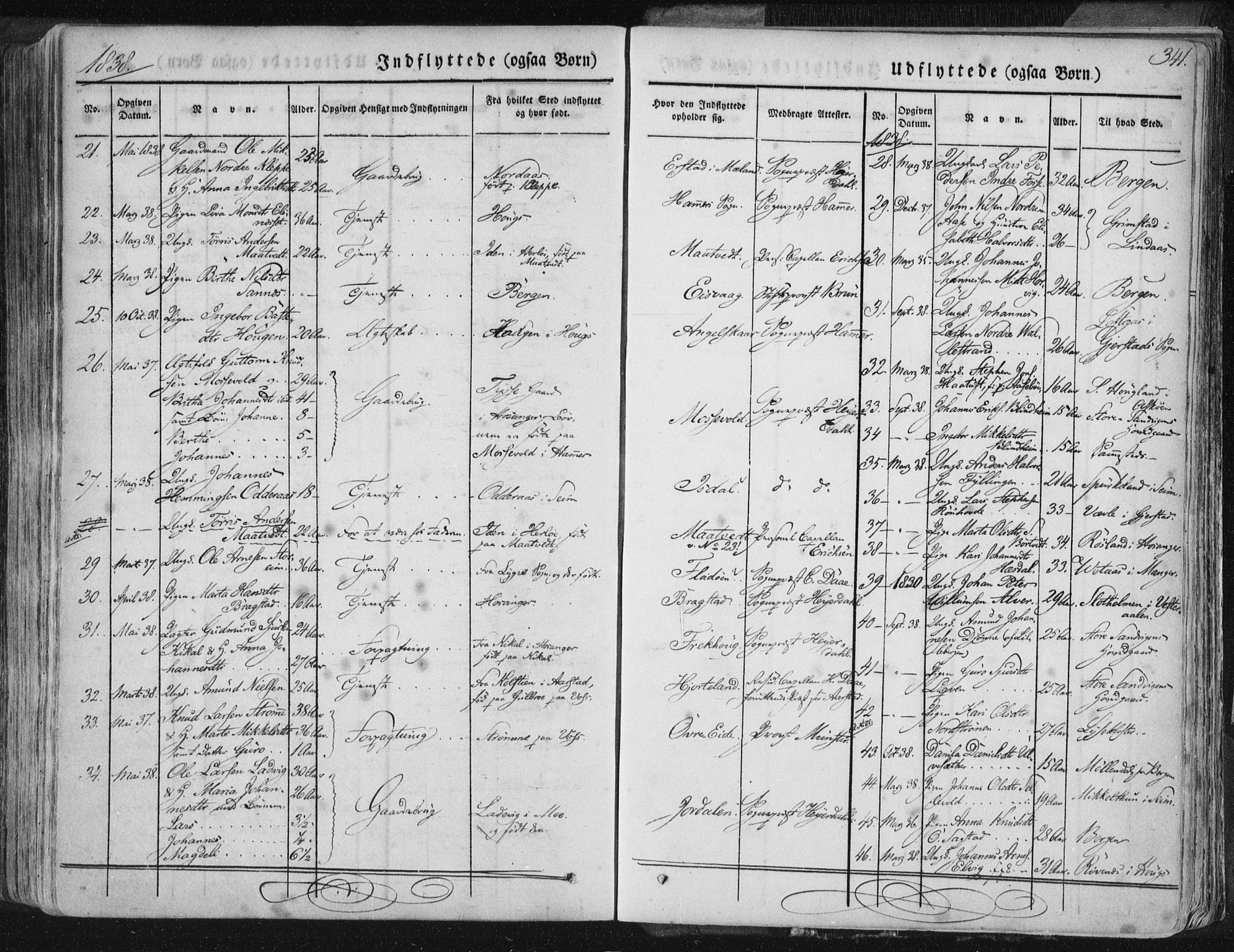 Hamre sokneprestembete, AV/SAB-A-75501/H/Ha/Haa/Haaa/L0012: Parish register (official) no. A 12, 1834-1845, p. 341