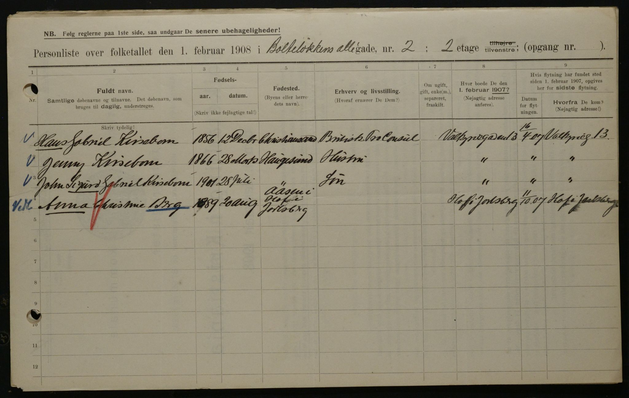 OBA, Municipal Census 1908 for Kristiania, 1908, p. 7404