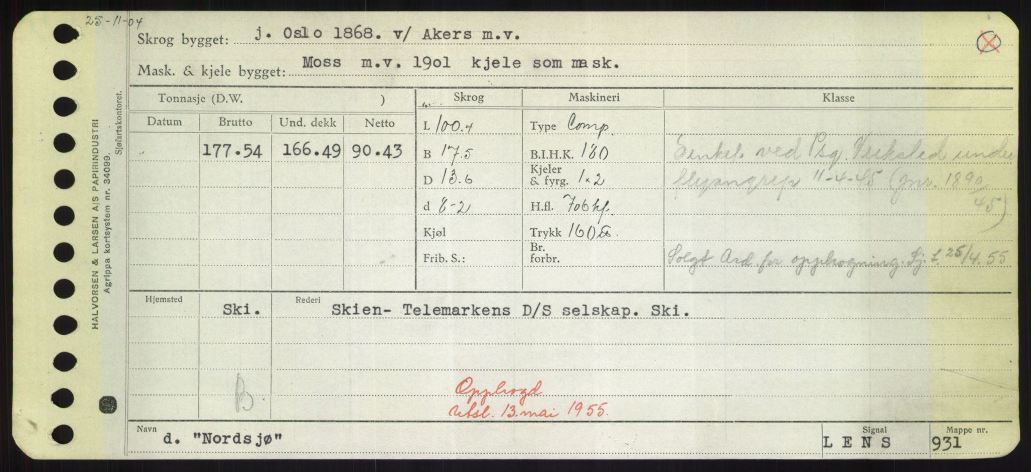 Sjøfartsdirektoratet med forløpere, Skipsmålingen, RA/S-1627/H/Hd/L0026: Fartøy, N-Norhol, p. 545