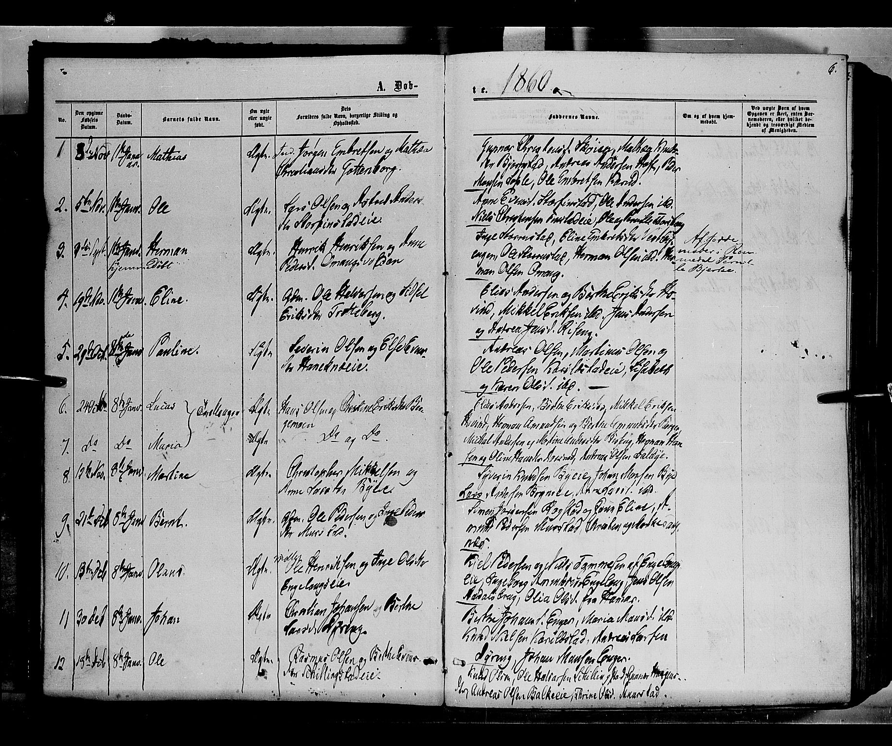 Løten prestekontor, AV/SAH-PREST-022/K/Ka/L0008: Parish register (official) no. 8, 1860-1877, p. 6