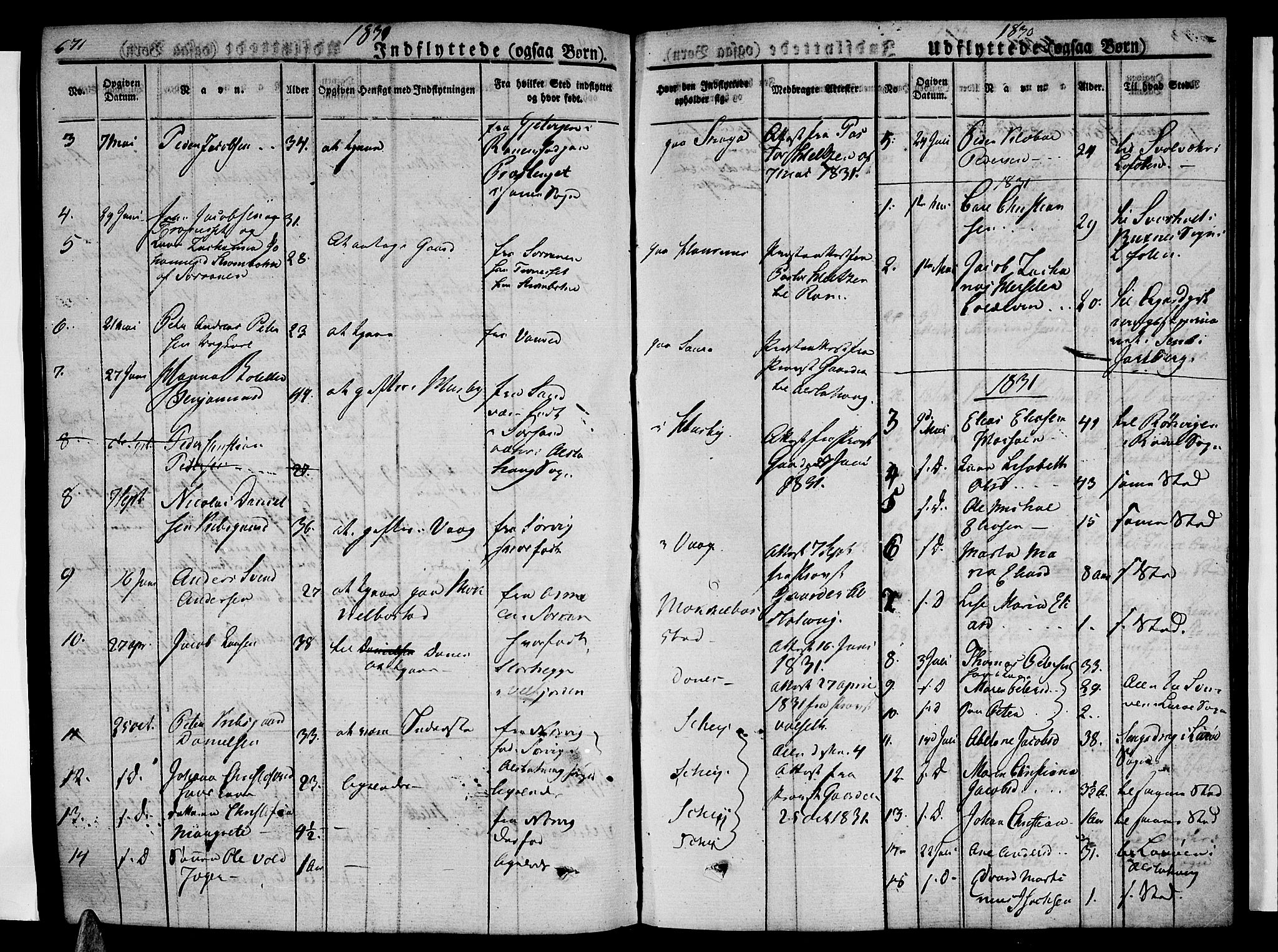 Ministerialprotokoller, klokkerbøker og fødselsregistre - Nordland, AV/SAT-A-1459/838/L0548: Parish register (official) no. 838A06, 1829-1839, p. 671-672