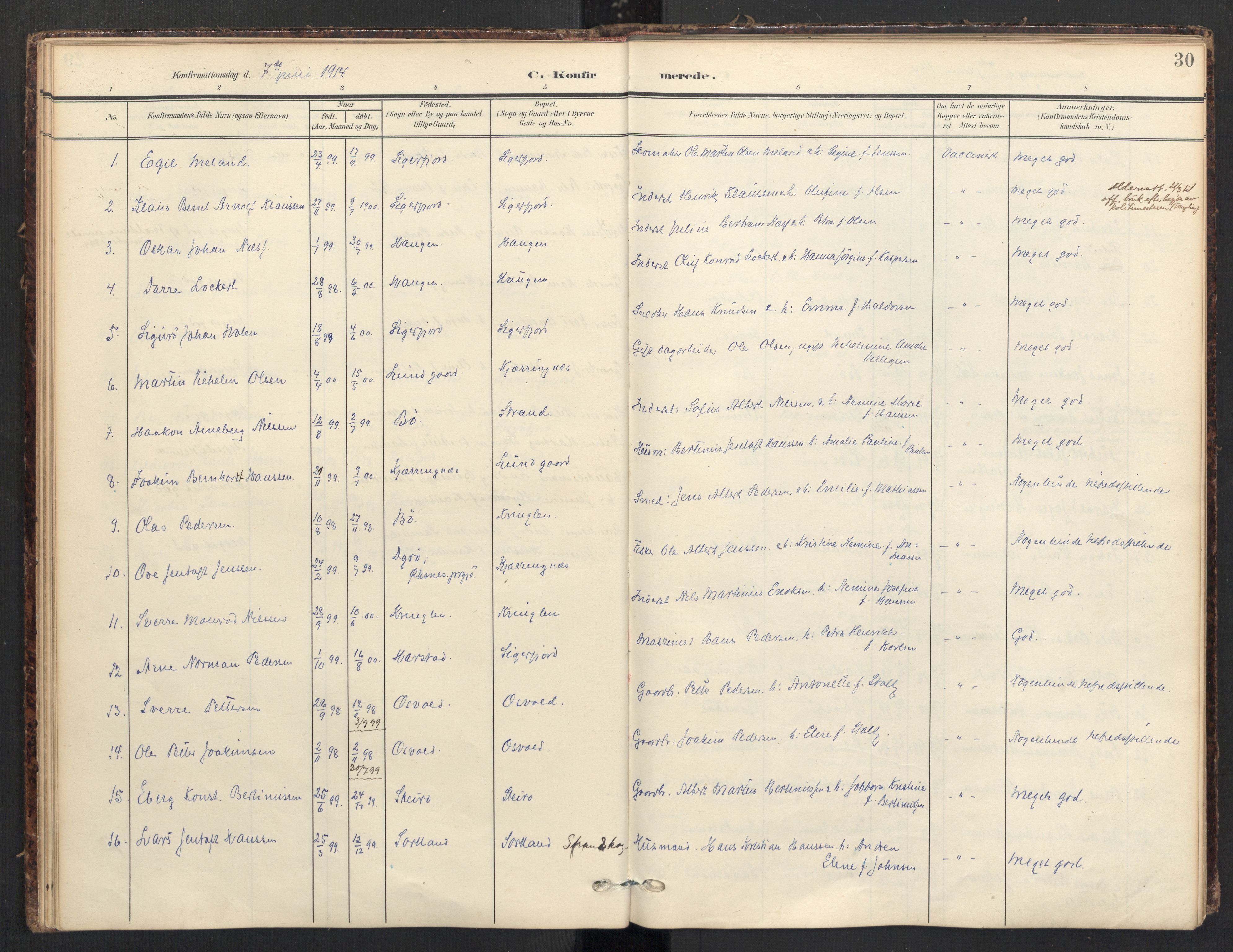 Ministerialprotokoller, klokkerbøker og fødselsregistre - Nordland, AV/SAT-A-1459/895/L1375: Parish register (official) no. 895A10, 1907-1938, p. 30