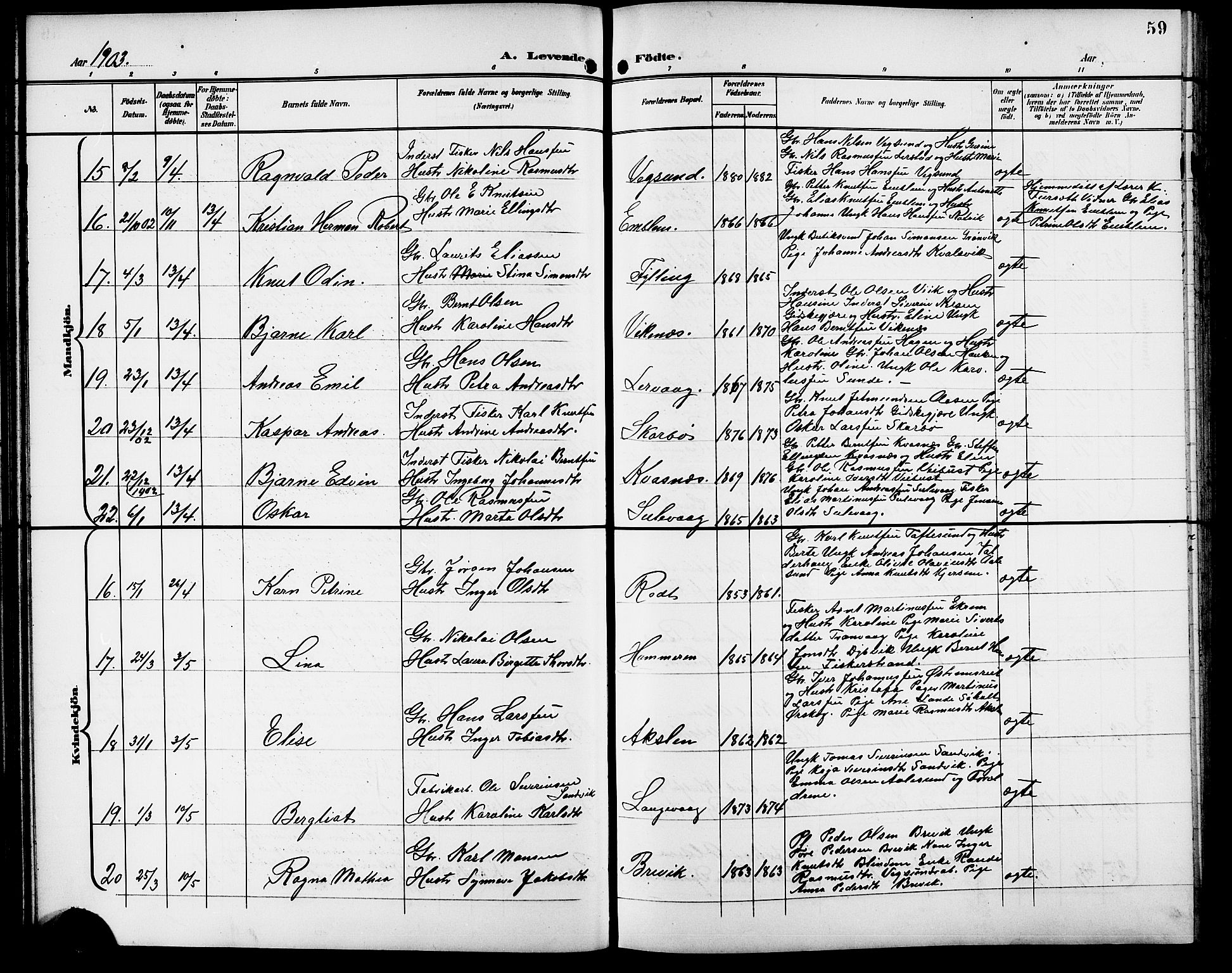 Ministerialprotokoller, klokkerbøker og fødselsregistre - Møre og Romsdal, AV/SAT-A-1454/528/L0432: Parish register (copy) no. 528C13, 1898-1918, p. 59