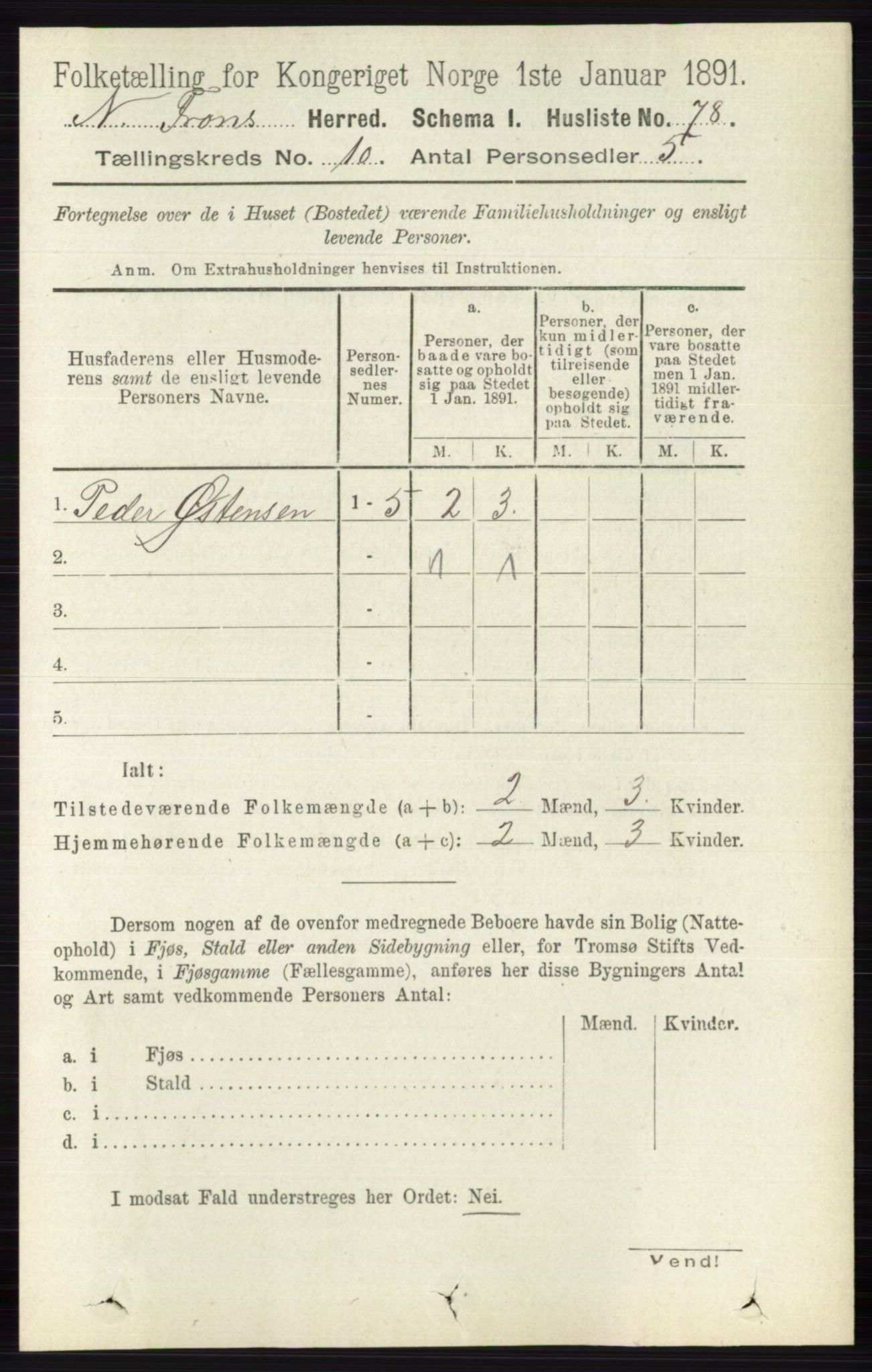 RA, 1891 census for 0518 Nord-Fron, 1891, p. 4380