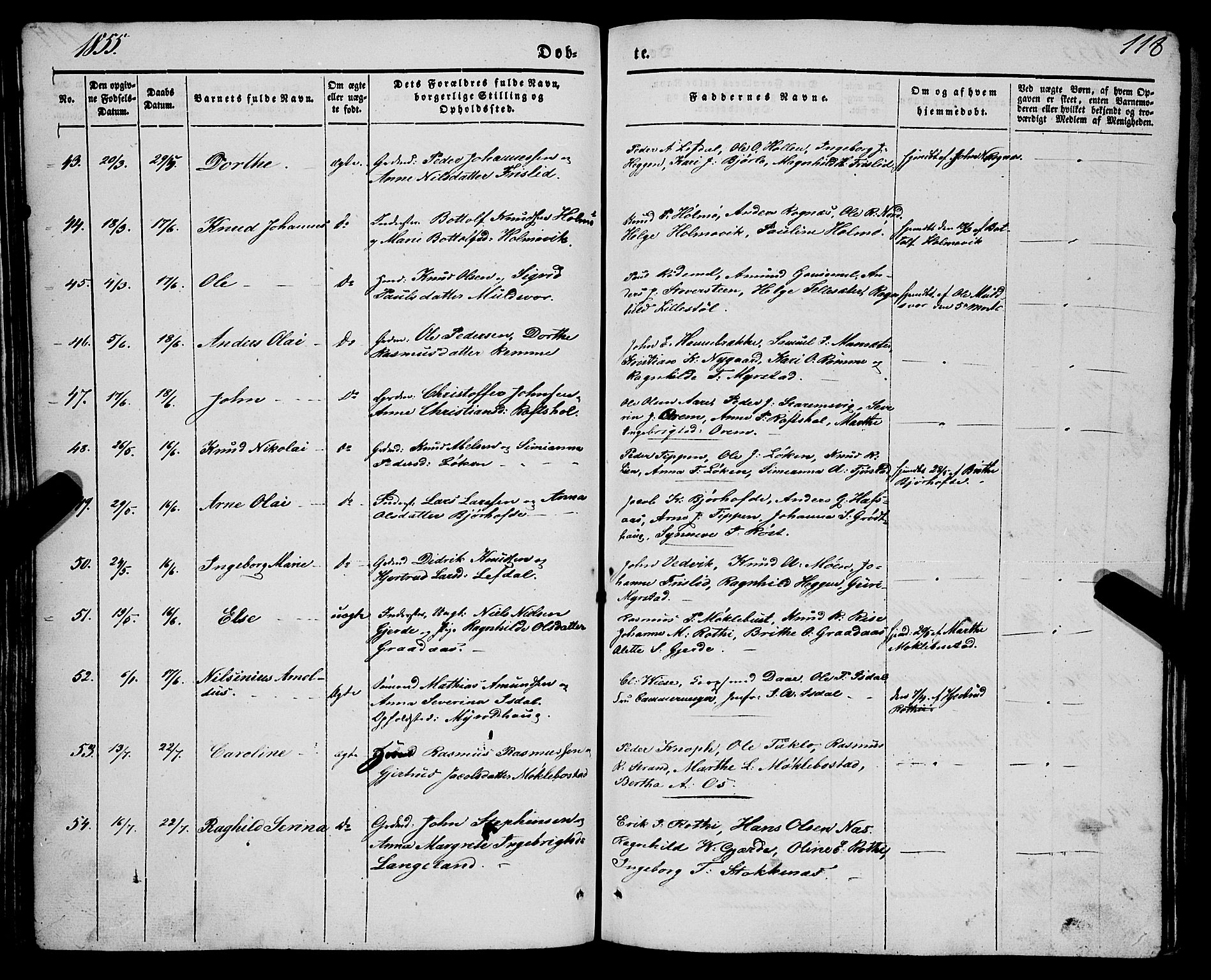 Eid sokneprestembete, AV/SAB-A-82301/H/Haa/Haaa/L0007: Parish register (official) no. A 7, 1844-1858, p. 118