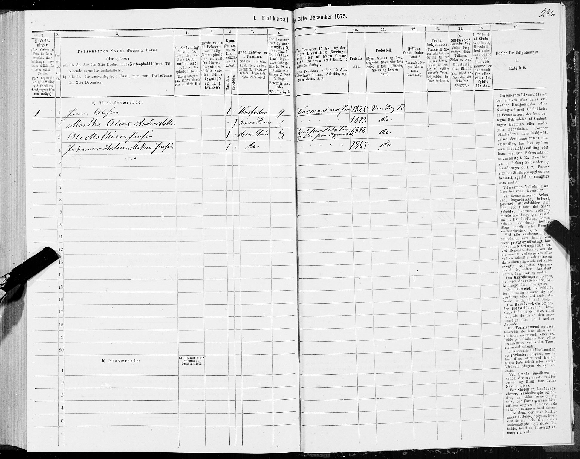 SAT, 1875 census for 1511P Vanylven, 1875, p. 1286