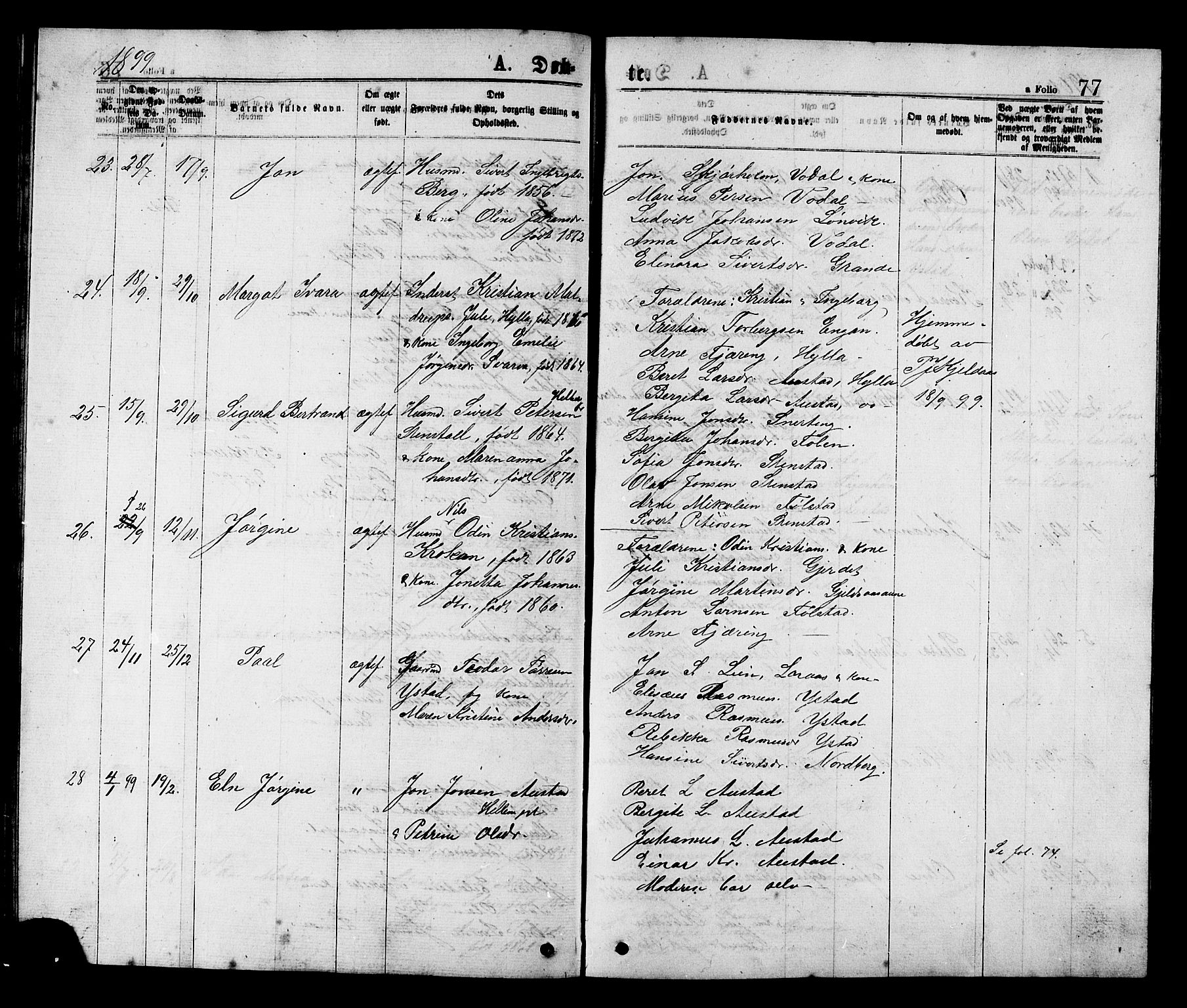Ministerialprotokoller, klokkerbøker og fødselsregistre - Nord-Trøndelag, SAT/A-1458/731/L0311: Parish register (copy) no. 731C02, 1875-1911, p. 77