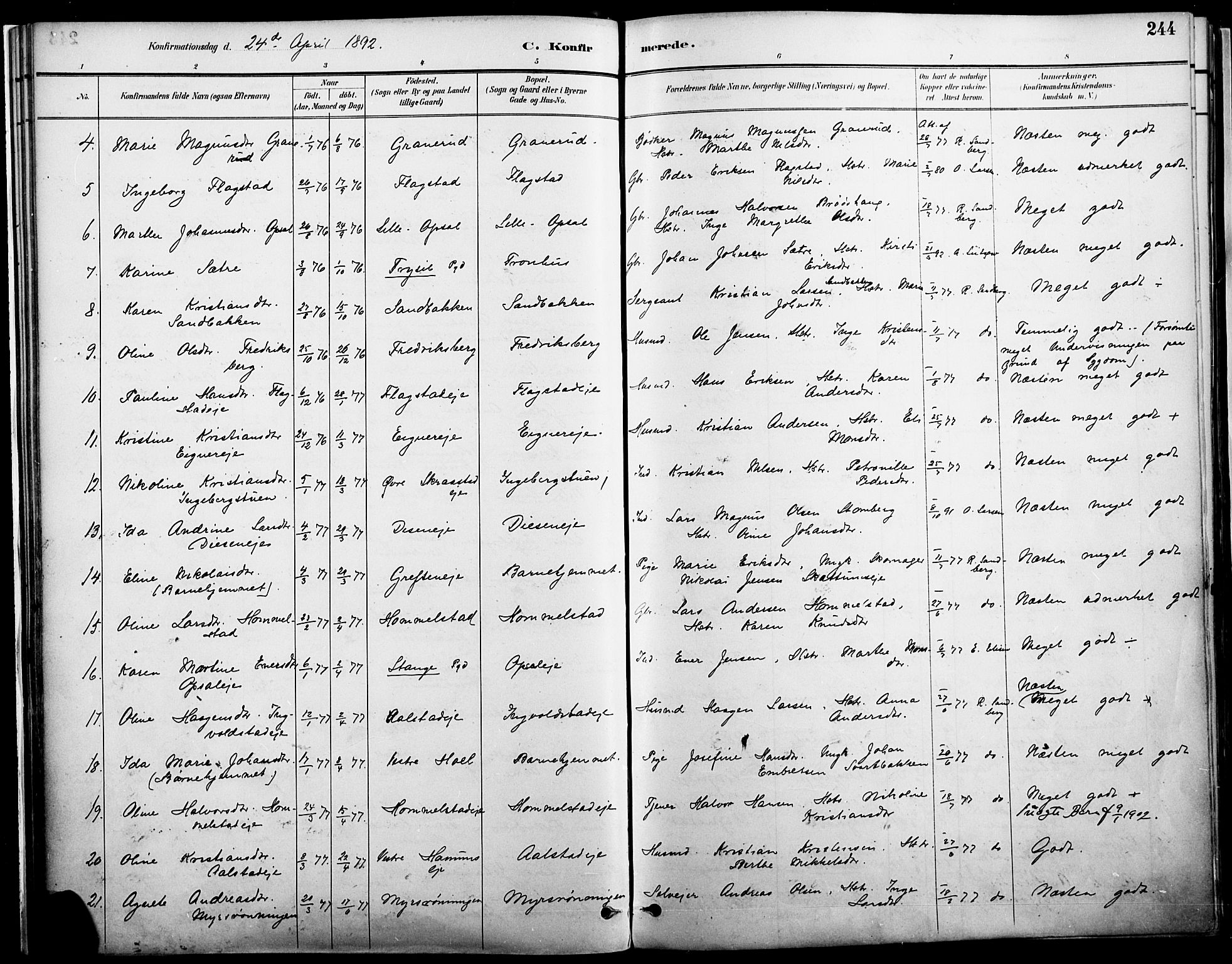 Vang prestekontor, Hedmark, AV/SAH-PREST-008/H/Ha/Haa/L0019A: Parish register (official) no. 19, 1886-1900, p. 244