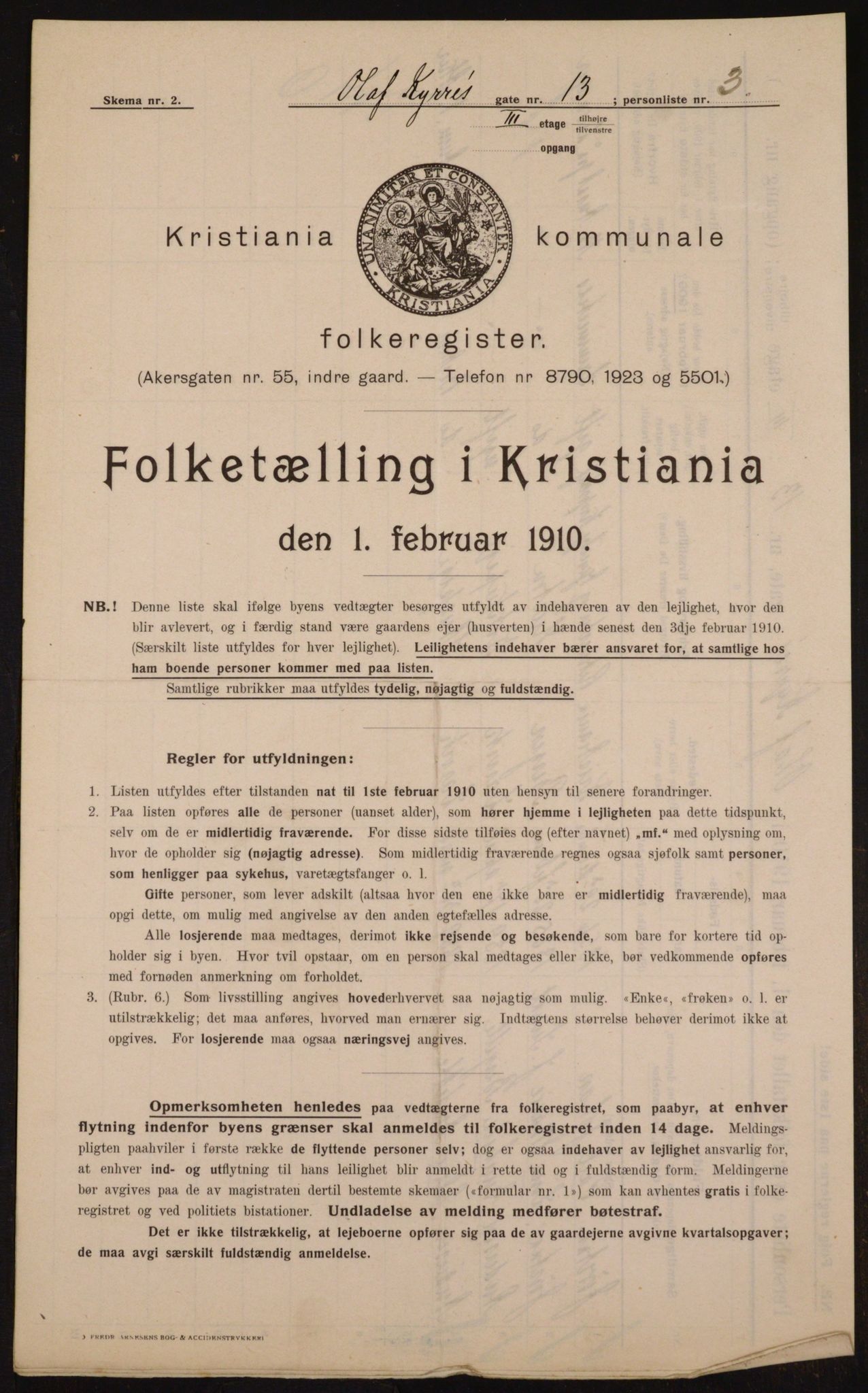 OBA, Municipal Census 1910 for Kristiania, 1910, p. 72669