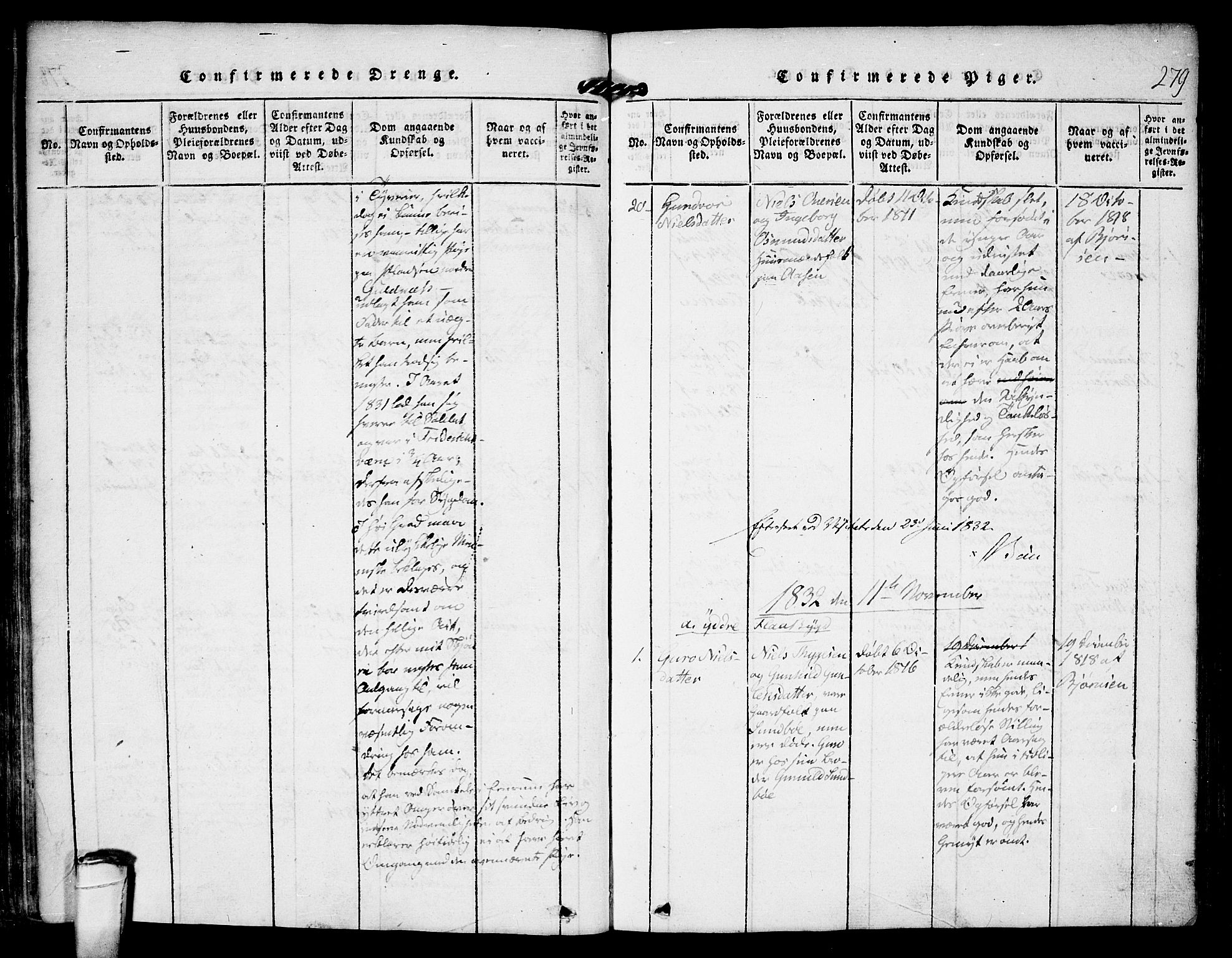 Kviteseid kirkebøker, SAKO/A-276/F/Fa/L0005: Parish register (official) no. I 5, 1815-1836, p. 279