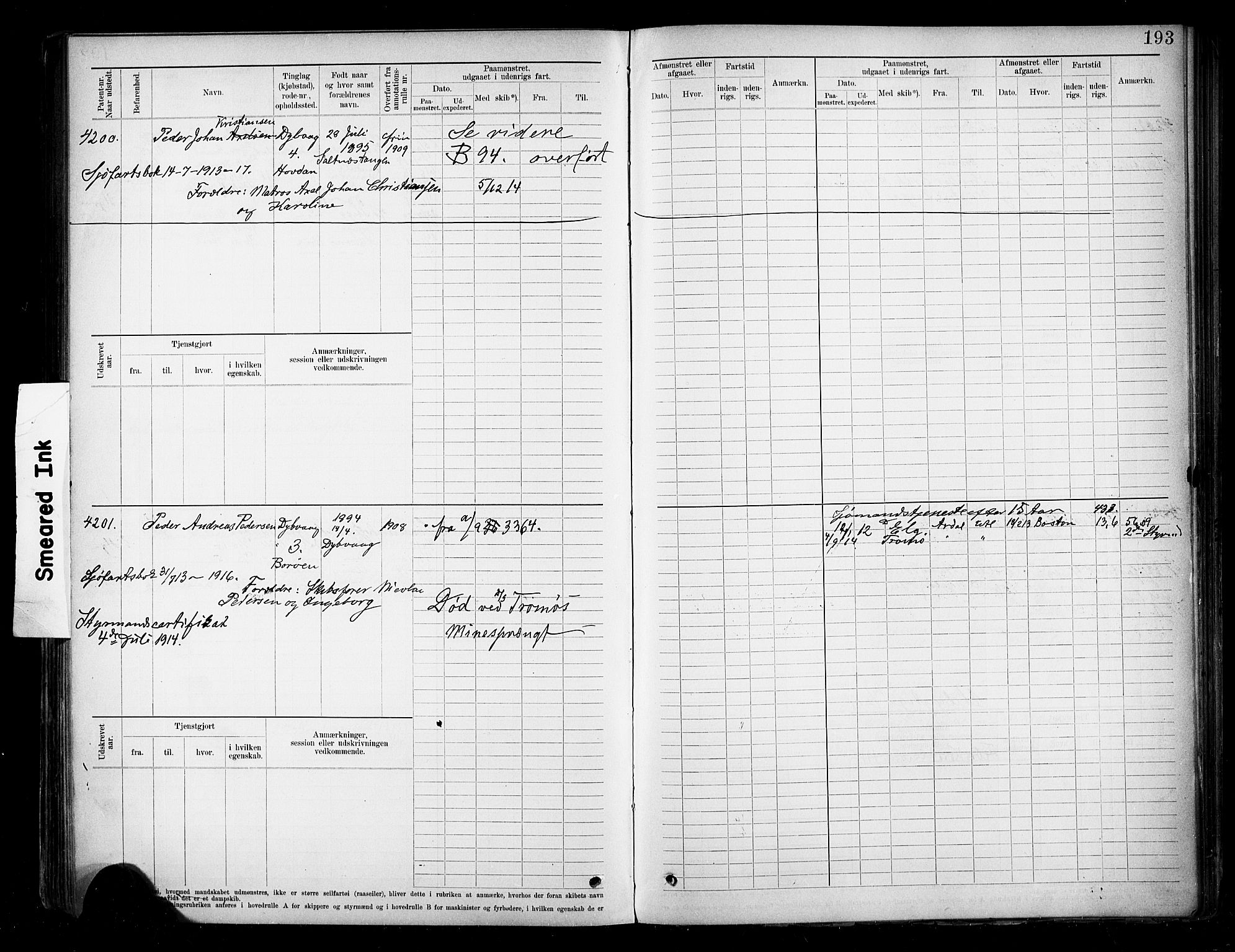 Tvedestrand mønstringskrets, AV/SAK-2031-0011/F/Fb/L0020: Hovedrulle A nr 3819-4409, U-36, 1906-1918, p. 198