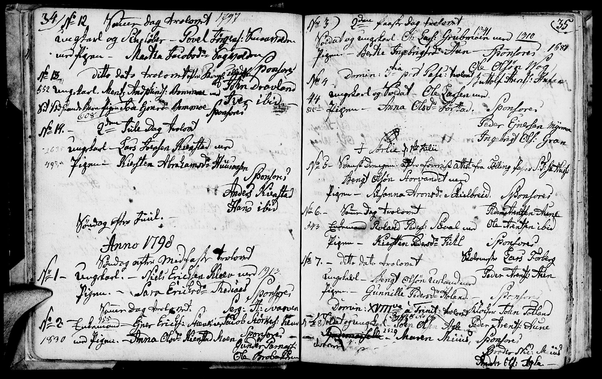 Ministerialprotokoller, klokkerbøker og fødselsregistre - Nord-Trøndelag, SAT/A-1458/749/L0468: Parish register (official) no. 749A02, 1787-1817, p. 34-35