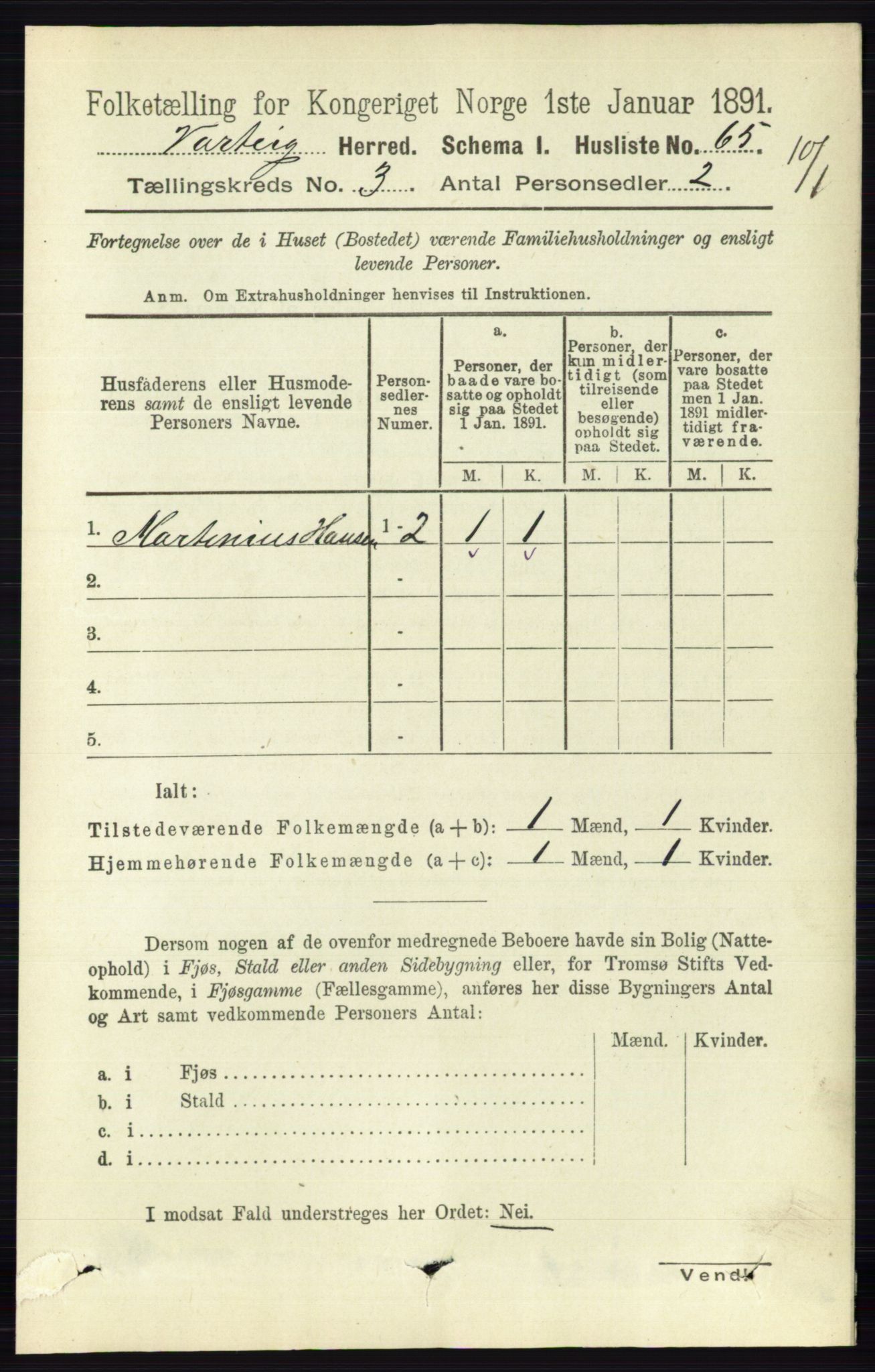 RA, 1891 census for 0114 Varteig, 1891, p. 1151