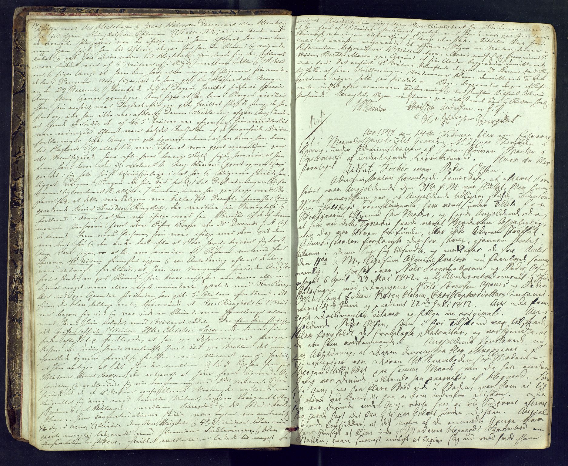 Larvik sorenskriveri, AV/SAKO-A-83/F/Fc/L0009: Ekstrarettsprotokoll, 1848-1853, p. 14-15