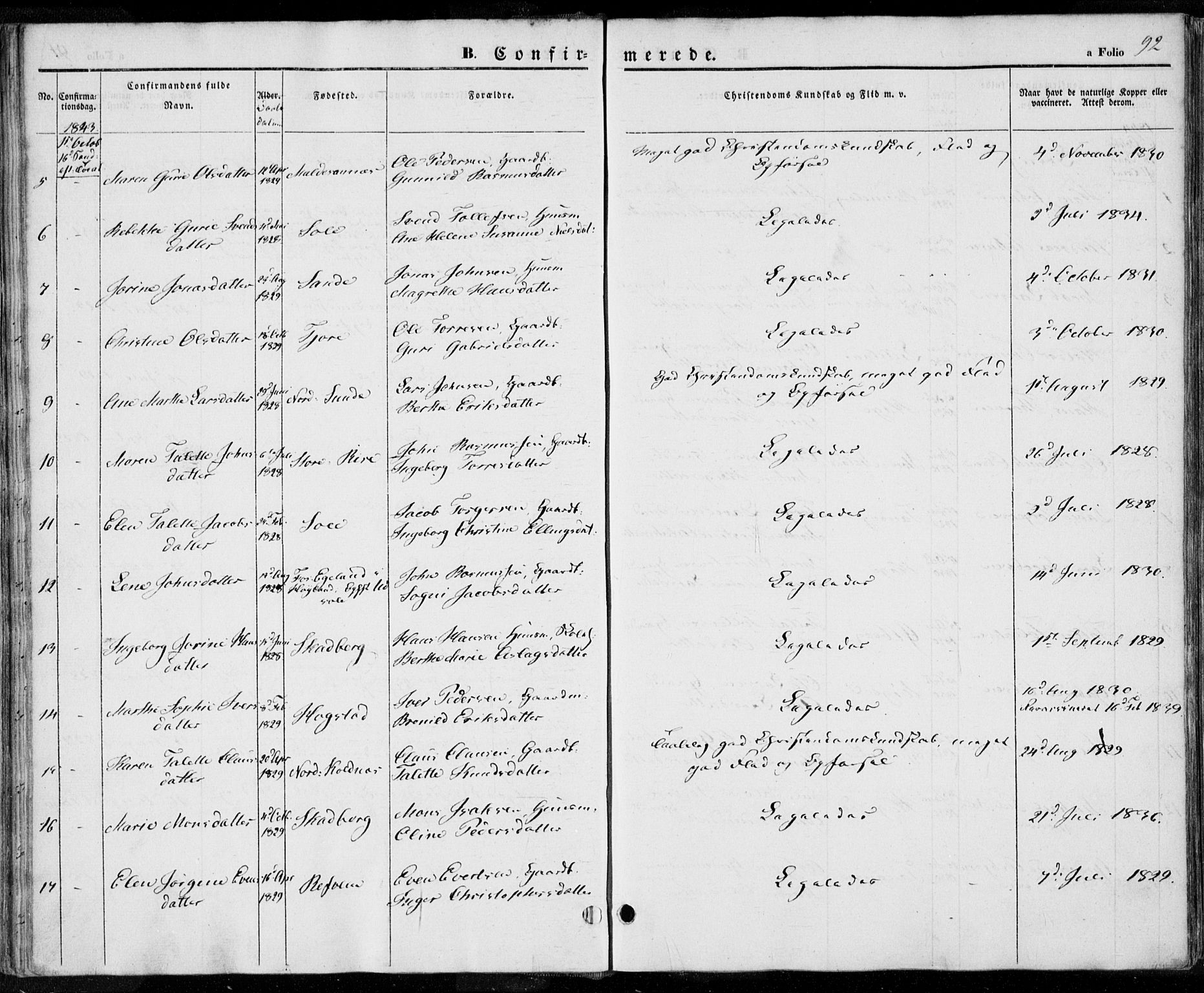 Håland sokneprestkontor, AV/SAST-A-101802/001/30BA/L0006: Parish register (official) no. A 6, 1842-1853, p. 92