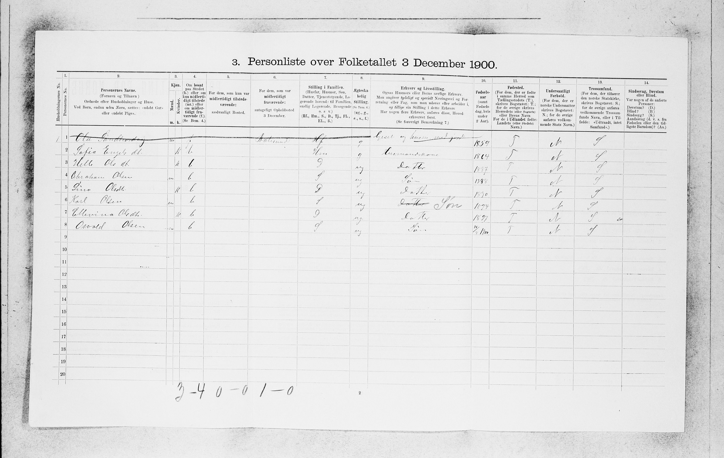 SAB, 1900 census for Kinn, 1900, p. 1426