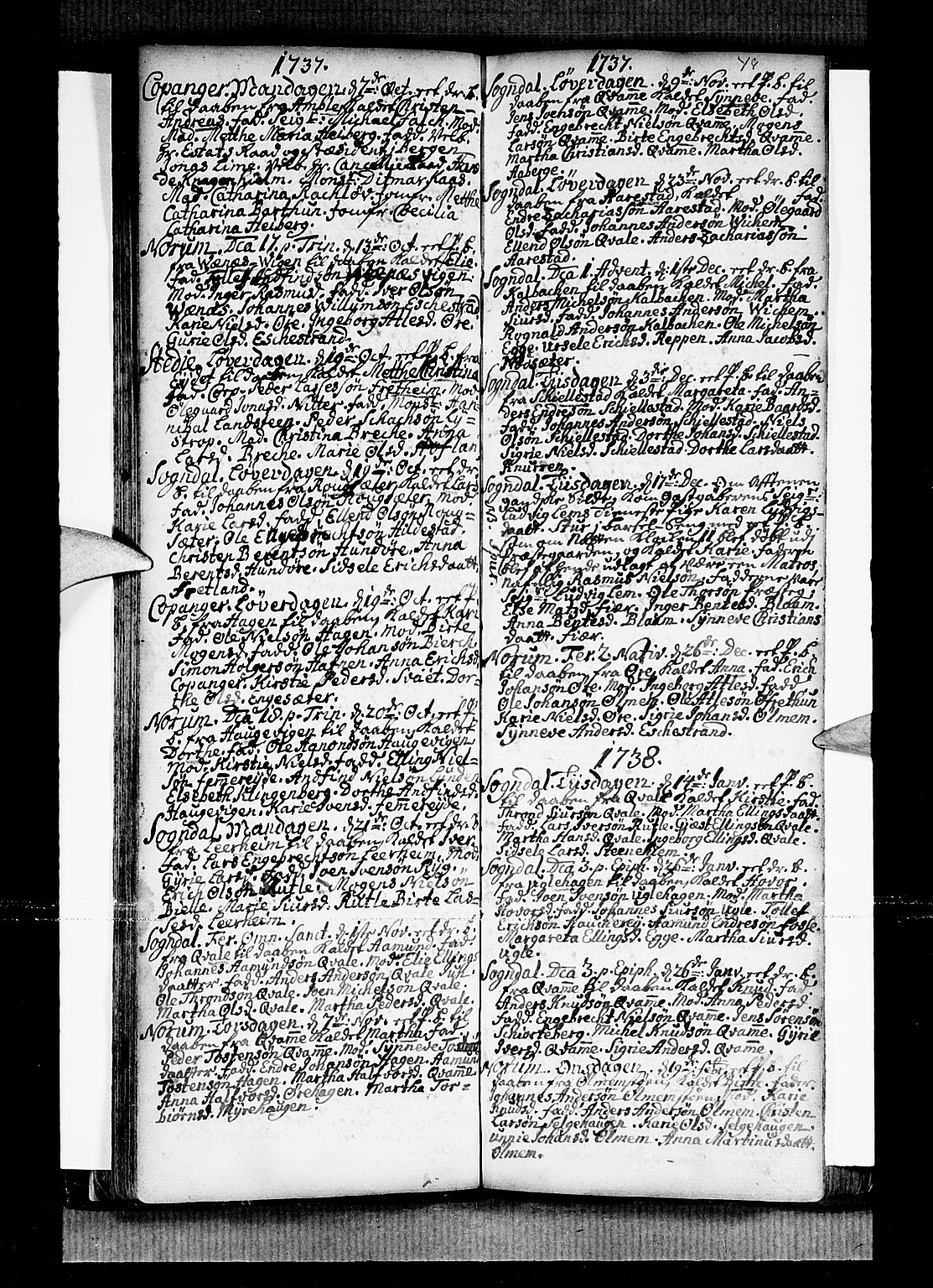 Sogndal sokneprestembete, SAB/A-81301/H/Haa/Haaa/L0002: Parish register (official) no. A 2, 1725-1741, p. 48
