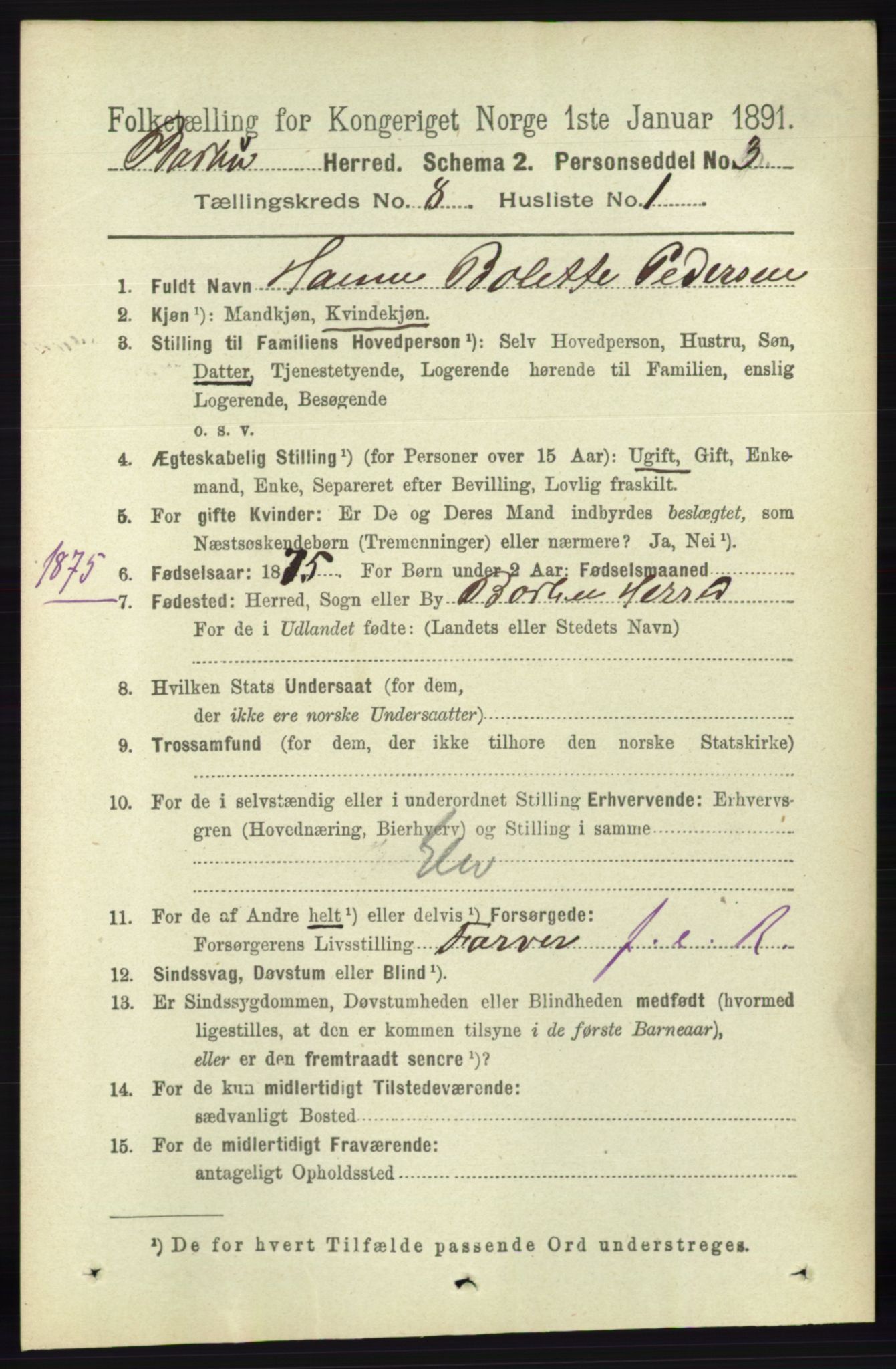 RA, 1891 census for 0990 Barbu, 1891, p. 5937