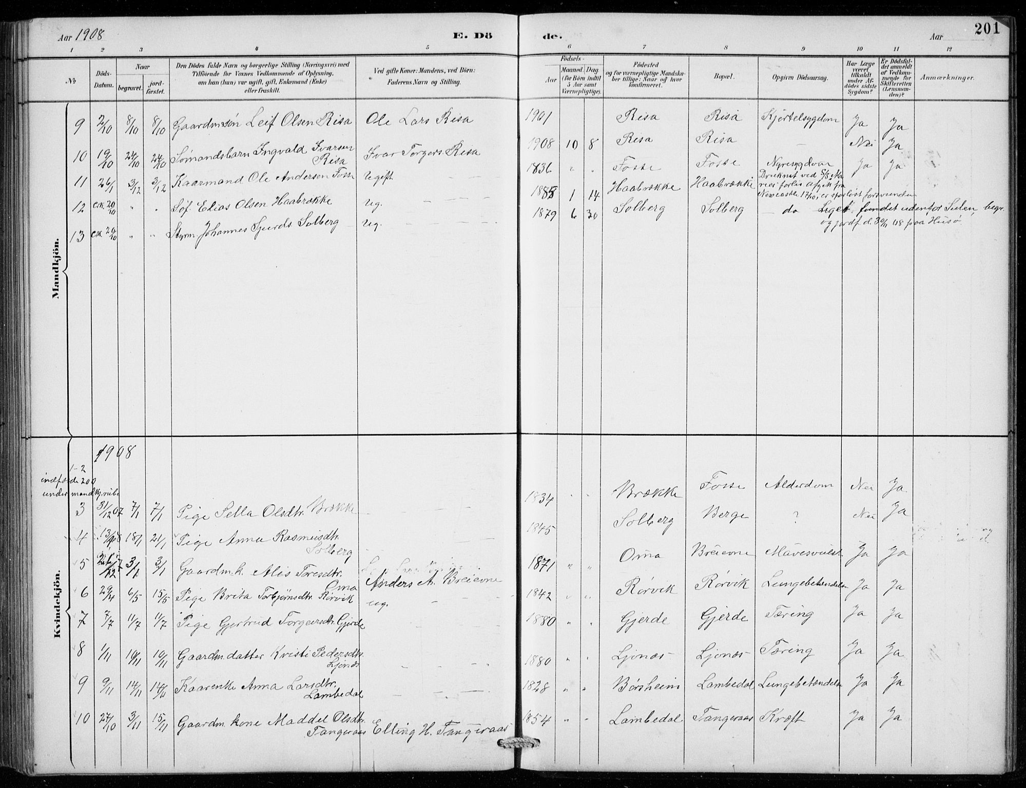 Strandebarm sokneprestembete, SAB/A-78401/H/Hab: Parish register (copy) no. B  1, 1891-1914, p. 201