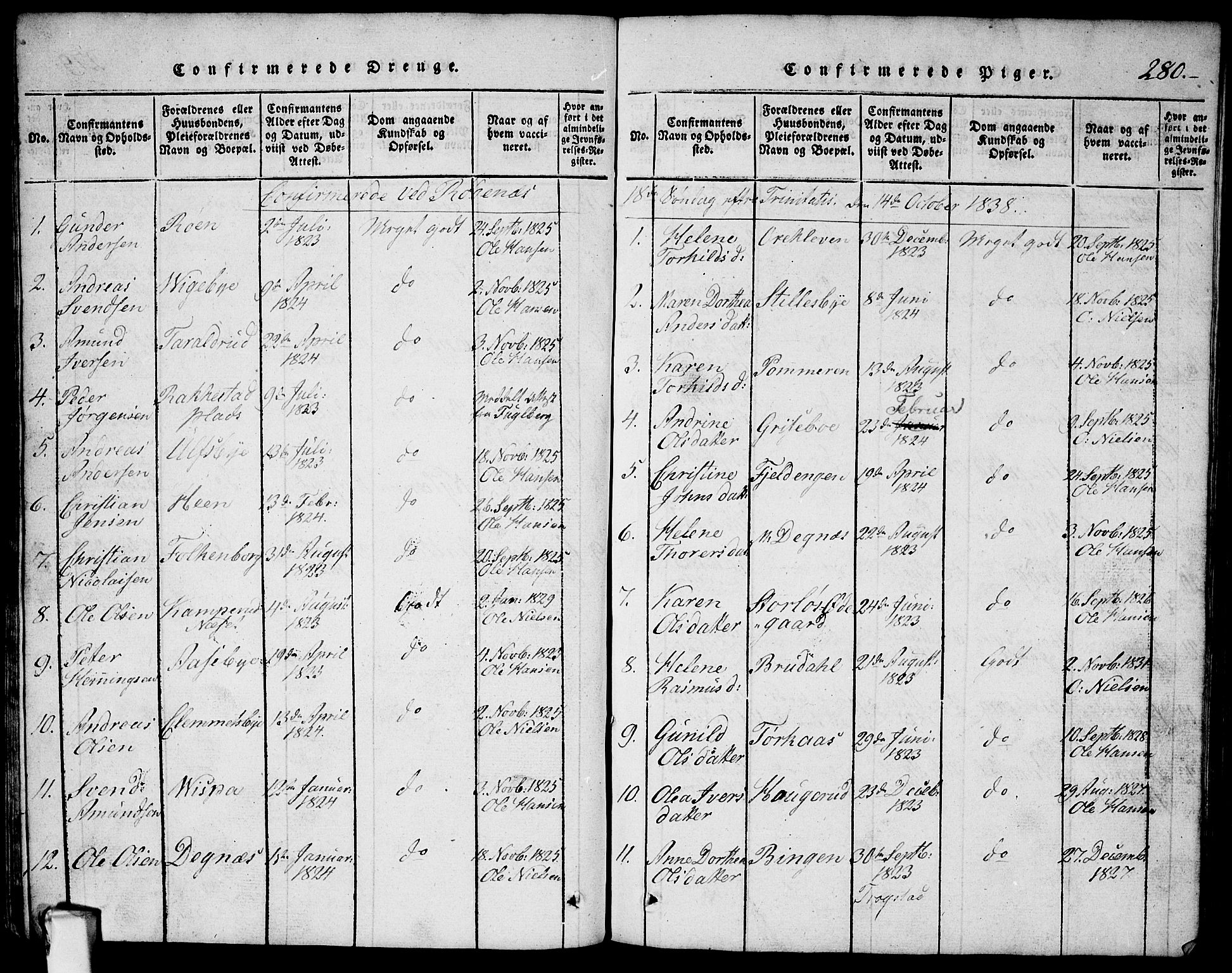 Rødenes prestekontor Kirkebøker, AV/SAO-A-2005/G/Ga/L0001: Parish register (copy) no.  I 1, 1814-1841, p. 280