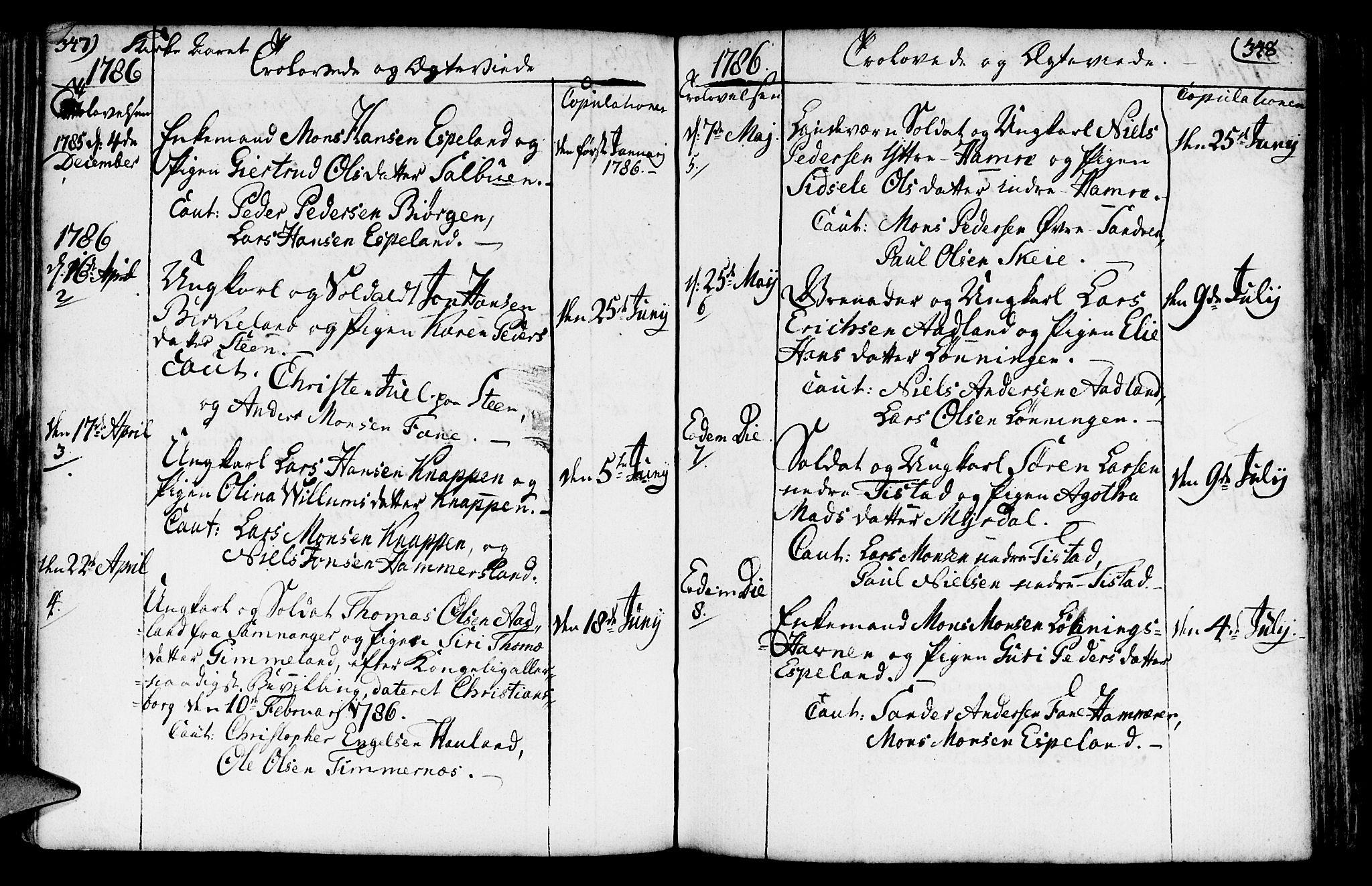 Fana Sokneprestembete, SAB/A-75101/H/Haa/Haaa/L0005: Parish register (official) no. A 5, 1773-1799, p. 347-348