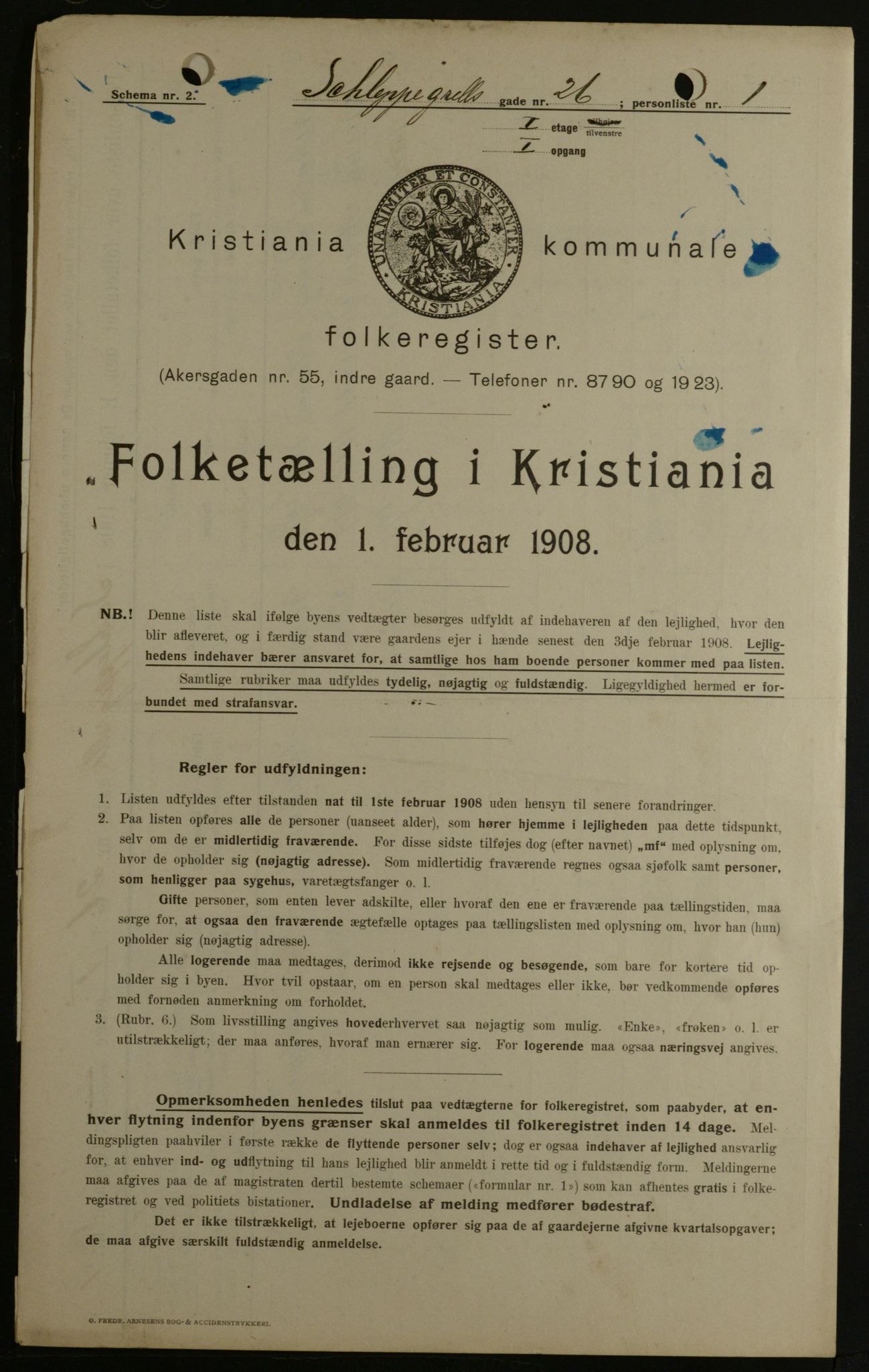 OBA, Municipal Census 1908 for Kristiania, 1908, p. 81309