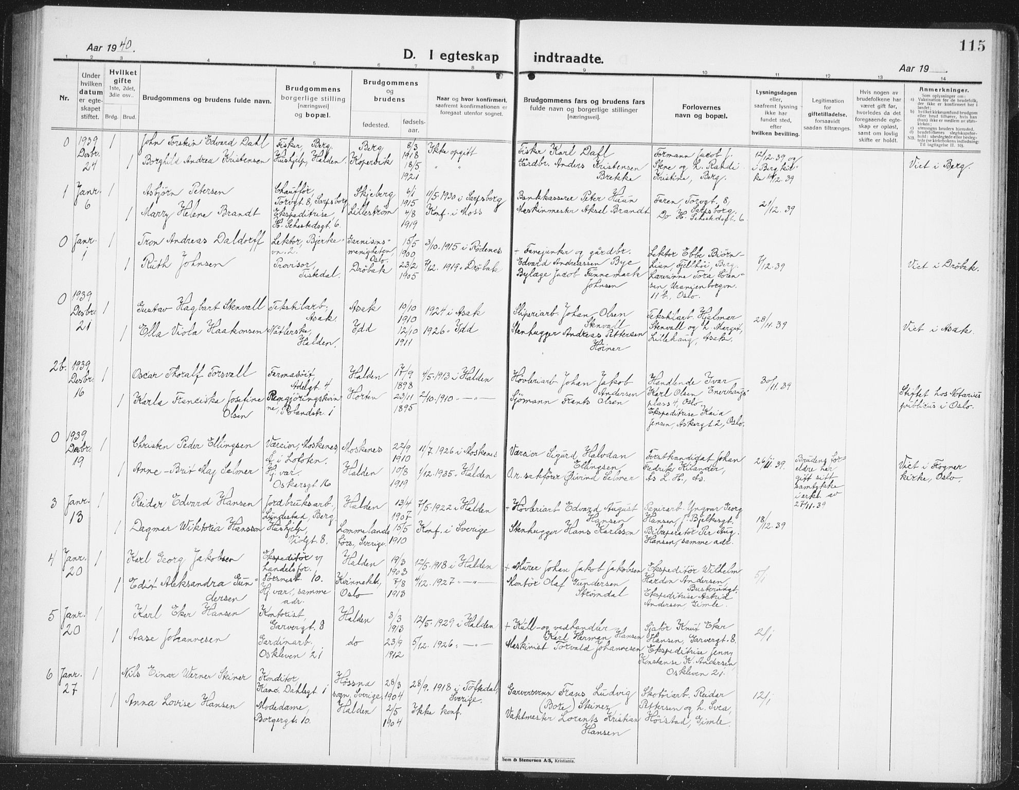 Halden prestekontor Kirkebøker, AV/SAO-A-10909/G/Ga/L0014: Parish register (copy) no. 14, 1925-1943, p. 115