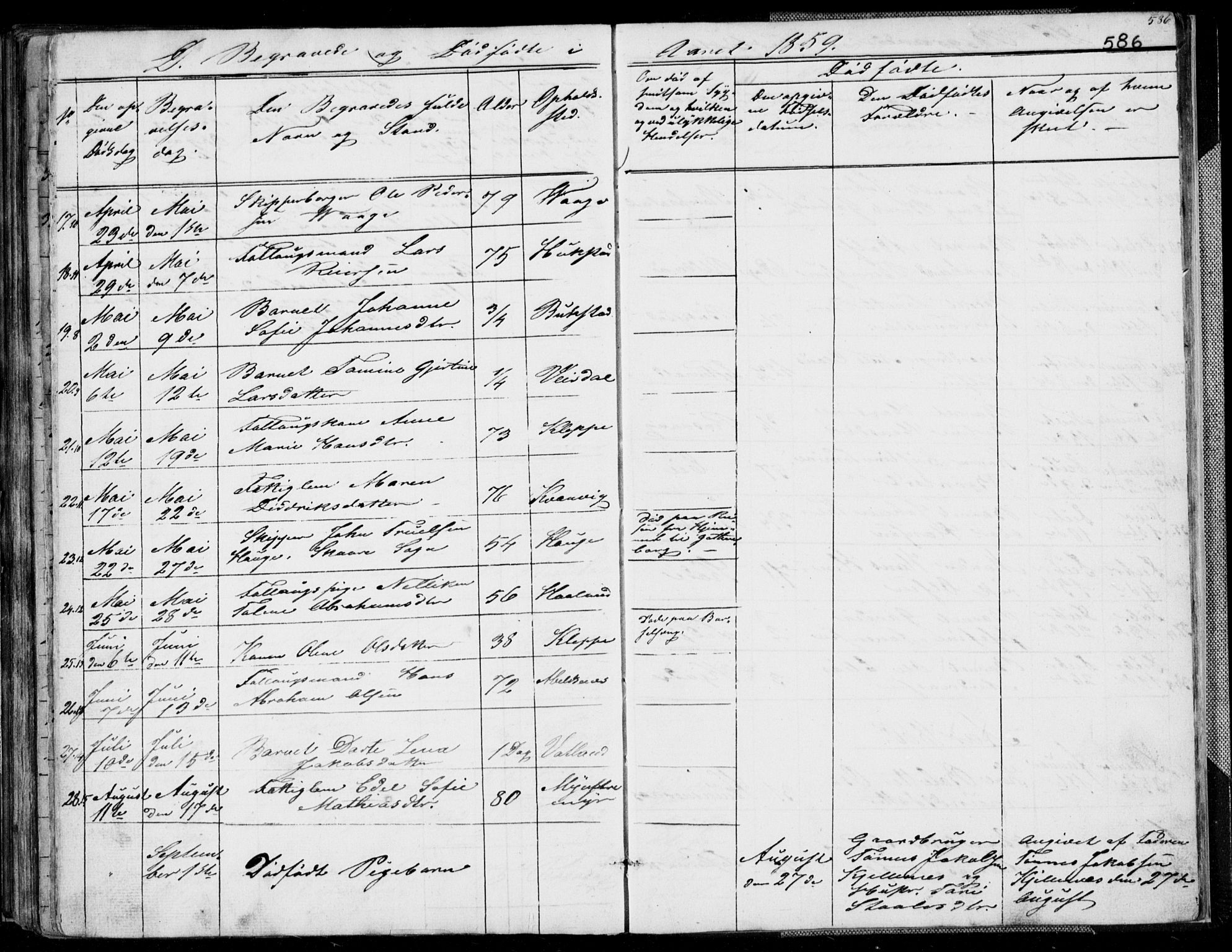 Flekkefjord sokneprestkontor, SAK/1111-0012/F/Fb/Fbb/L0002: Parish register (copy) no. B 2b, 1831-1866, p. 586