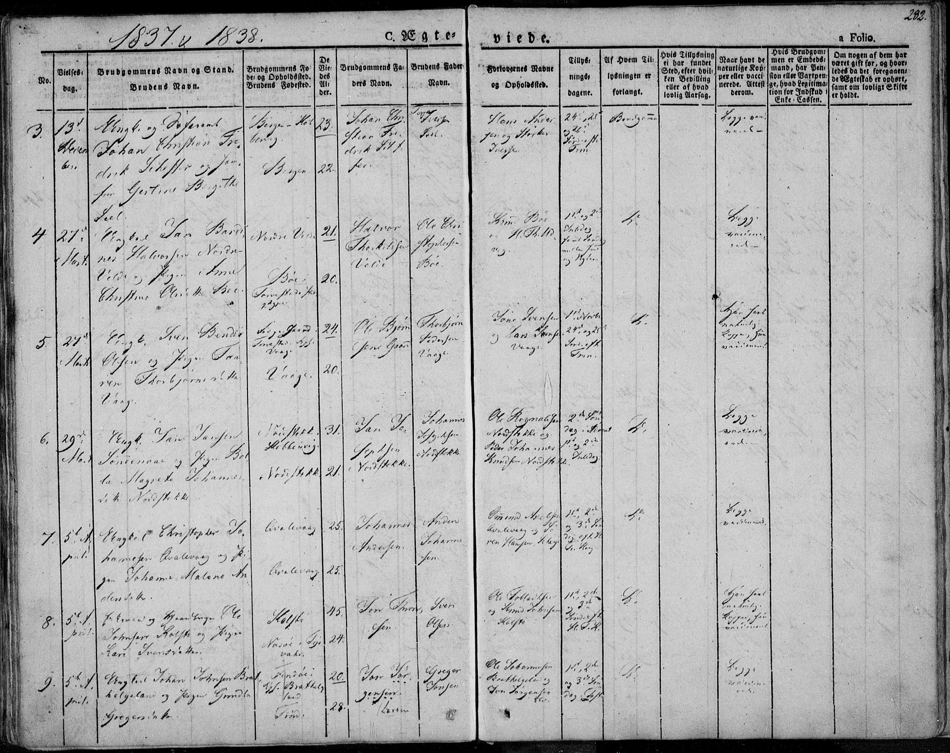 Avaldsnes sokneprestkontor, SAST/A -101851/H/Ha/Haa/L0005: Parish register (official) no. A 5.1, 1825-1841, p. 282