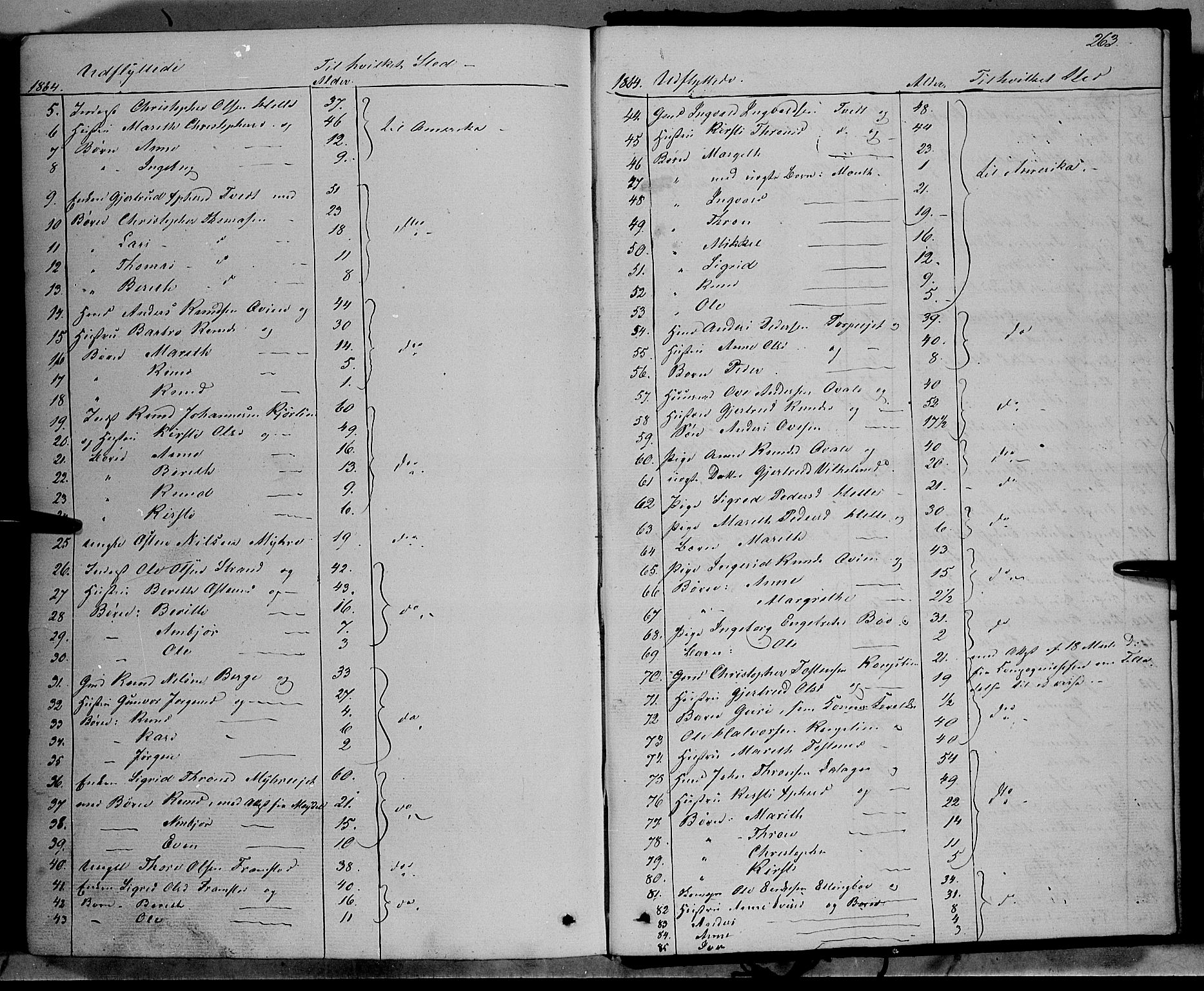 Vang prestekontor, Valdres, SAH/PREST-140/H/Ha/L0006: Parish register (official) no. 6, 1846-1864, p. 263