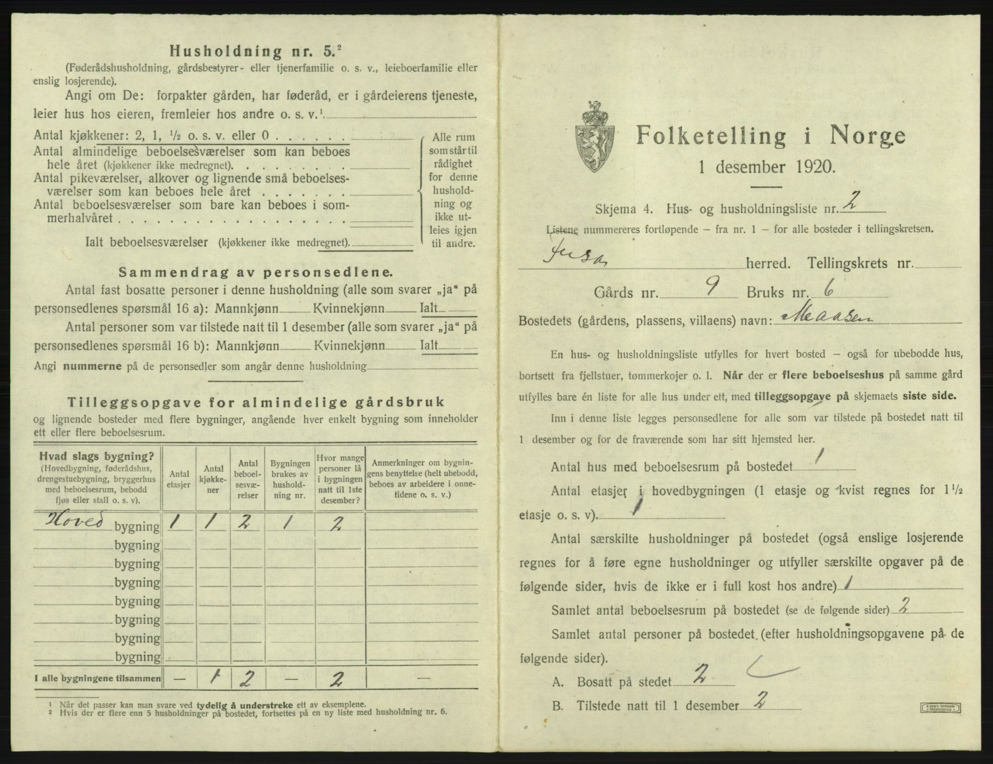 SAB, 1920 census for Fusa, 1920, p. 83