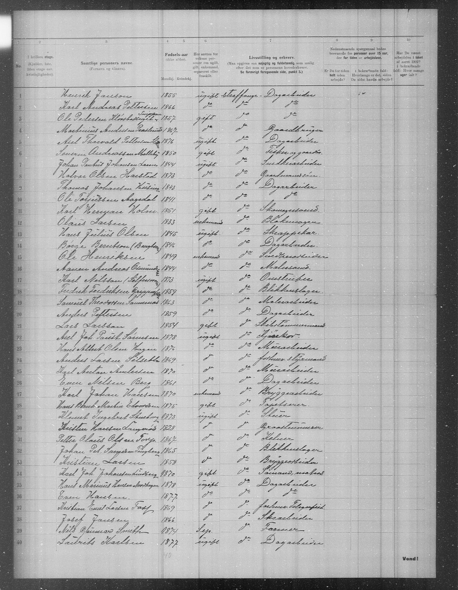 OBA, Municipal Census 1902 for Kristiania, 1902, p. 10