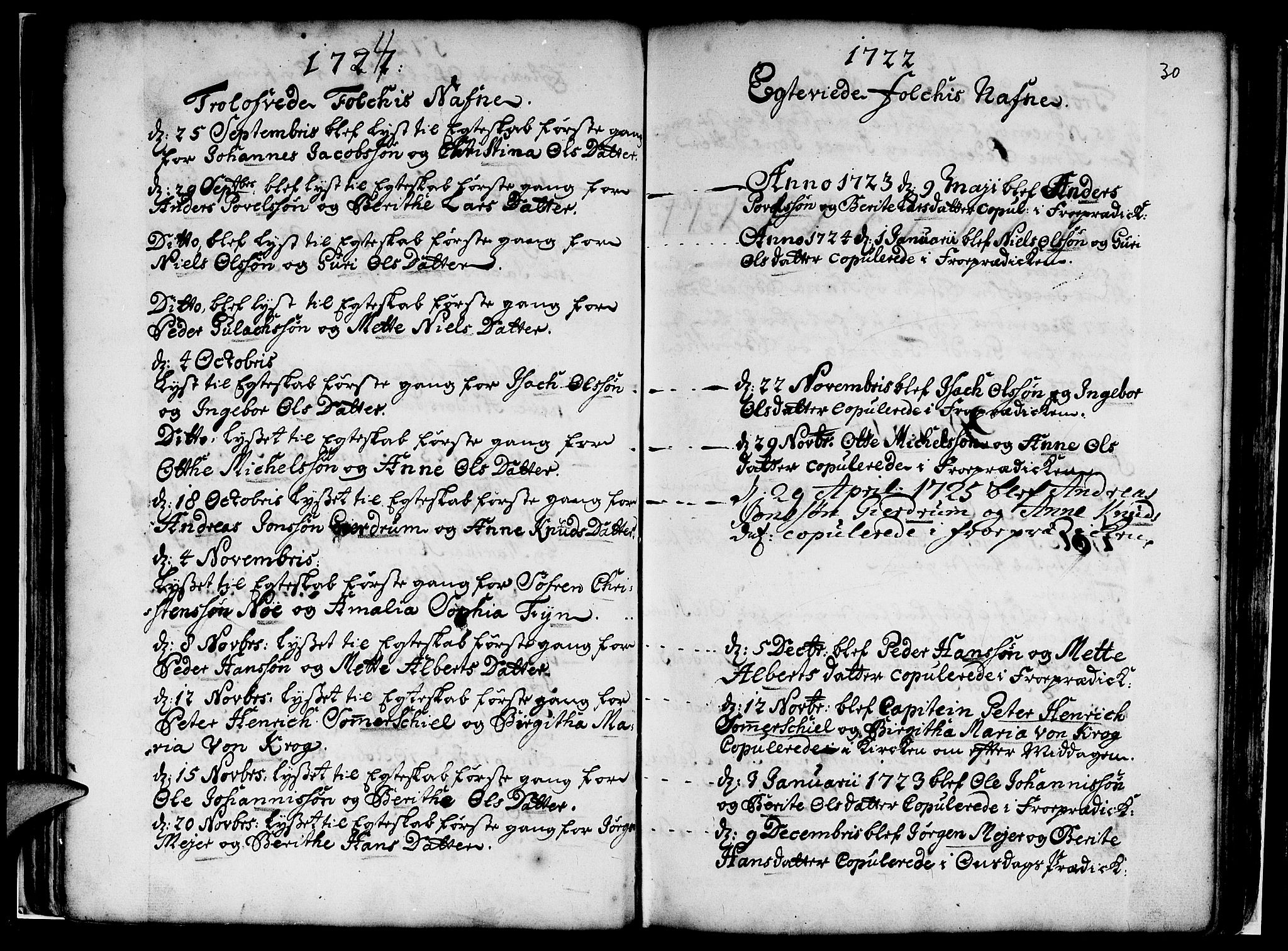 Nykirken Sokneprestembete, SAB/A-77101/H/Haa/L0007: Parish register (official) no. A 7, 1719-1781, p. 30