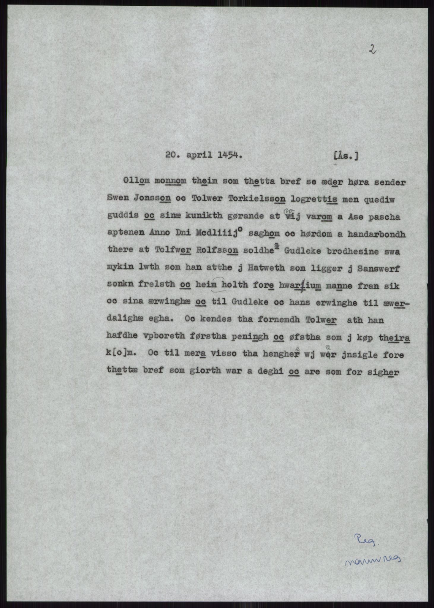 Samlinger til kildeutgivelse, Diplomavskriftsamlingen, AV/RA-EA-4053/H/Ha, p. 1606