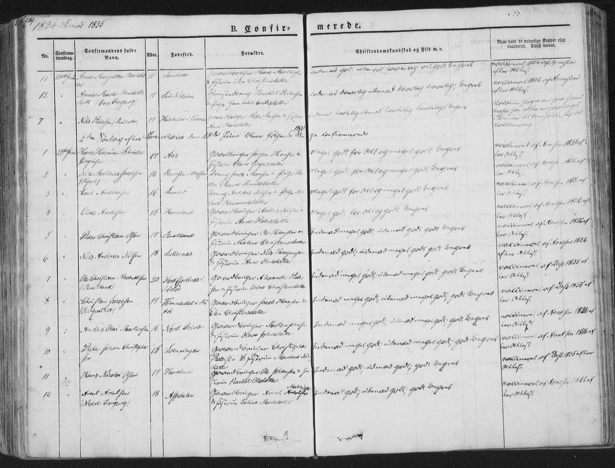 Ministerialprotokoller, klokkerbøker og fødselsregistre - Nordland, SAT/A-1459/839/L0565: Parish register (official) no. 839A02, 1825-1862, p. 289