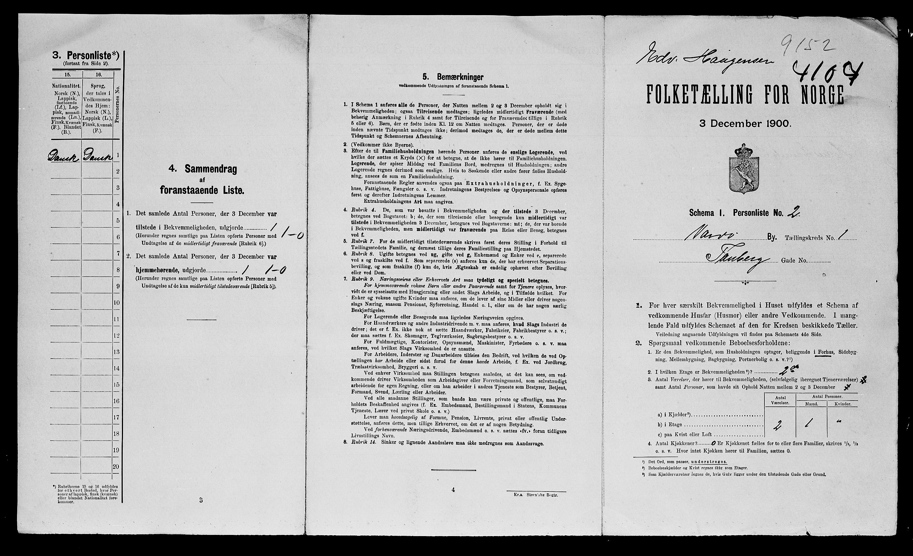 SATØ, 1900 census for Vardø, 1900, p. 71