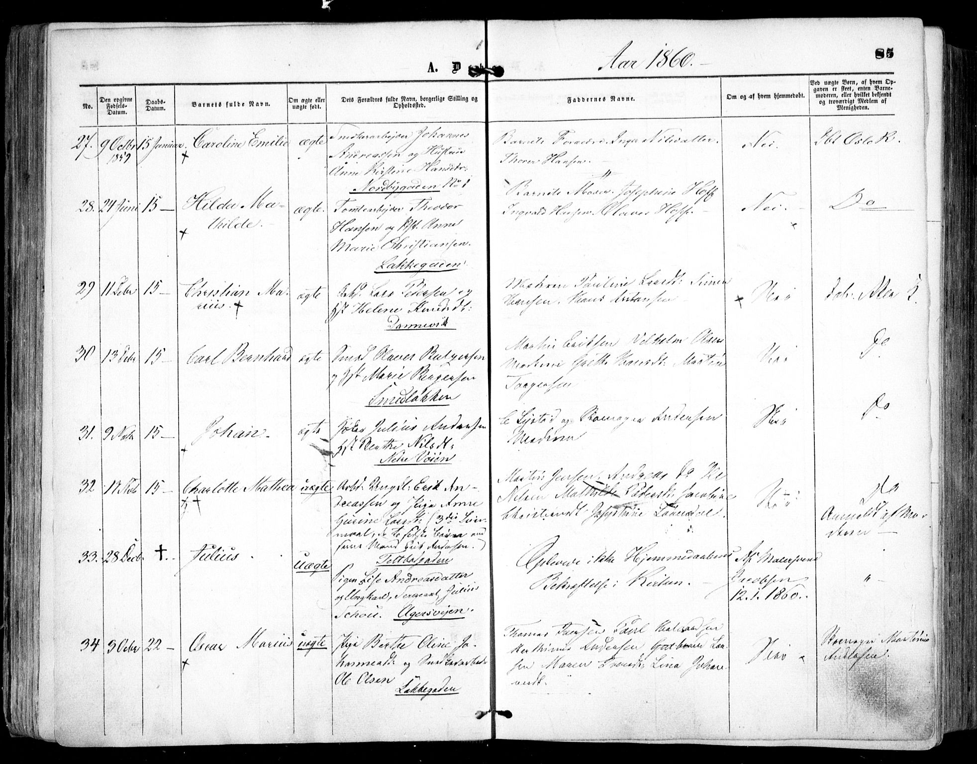 Grønland prestekontor Kirkebøker, AV/SAO-A-10848/F/Fa/L0001: Parish register (official) no. 1, 1859-1861, p. 85