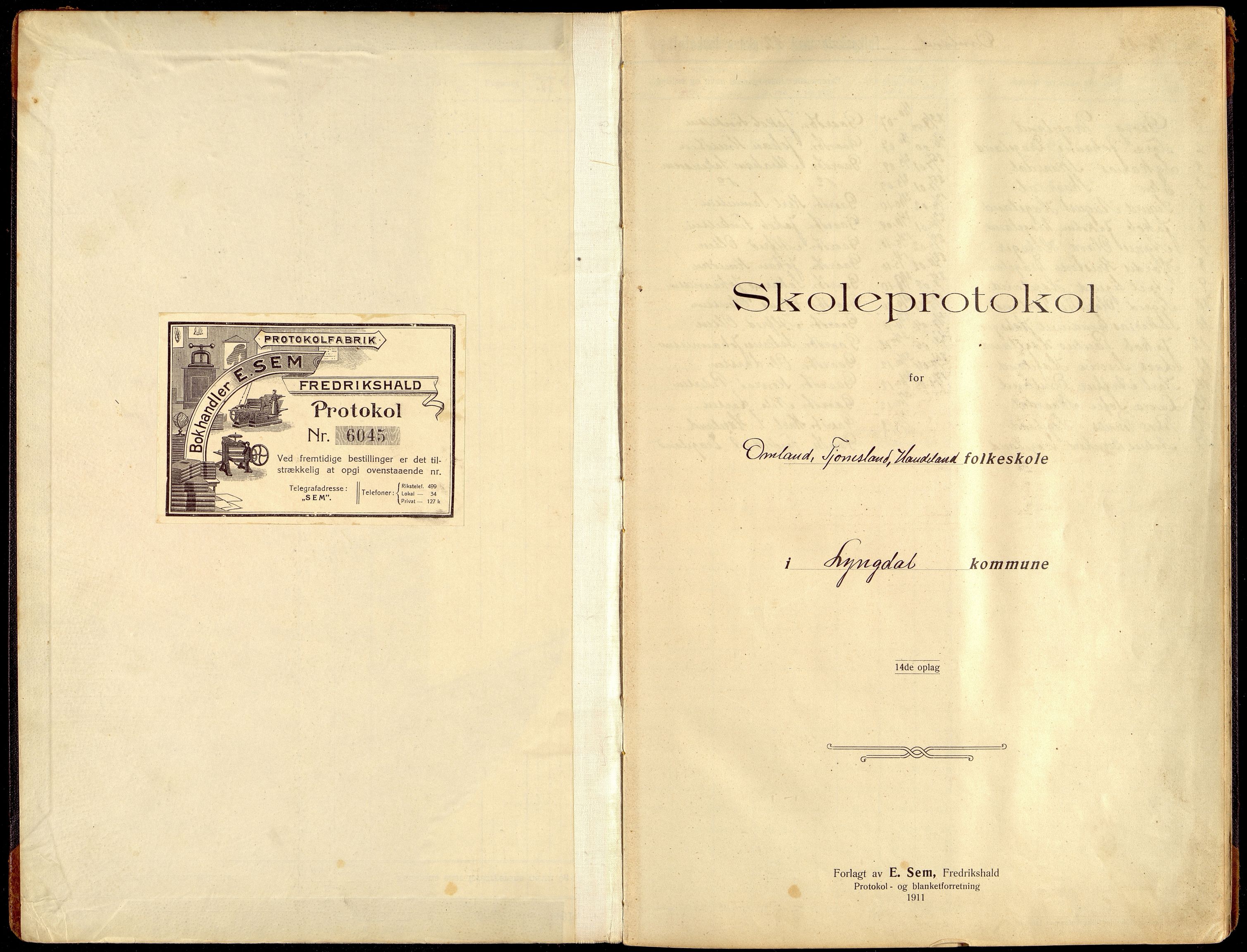 Lyngdal kommune - Tjomsland Skolekrets, ARKSOR/1032LG553/H/L0004: Skoleprotokoll (d), 1912-1922