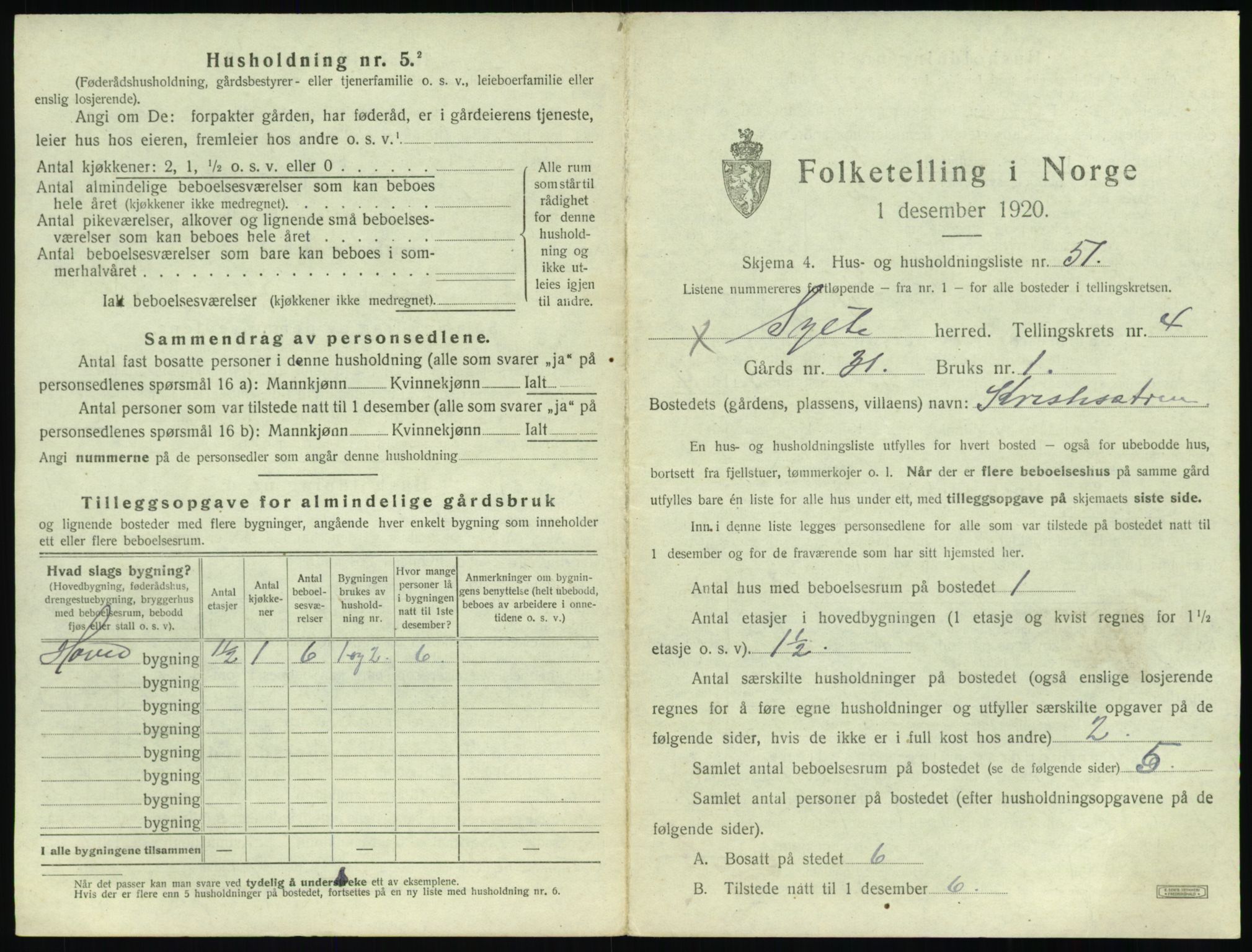 SAT, 1920 census for Sylte, 1920, p. 551