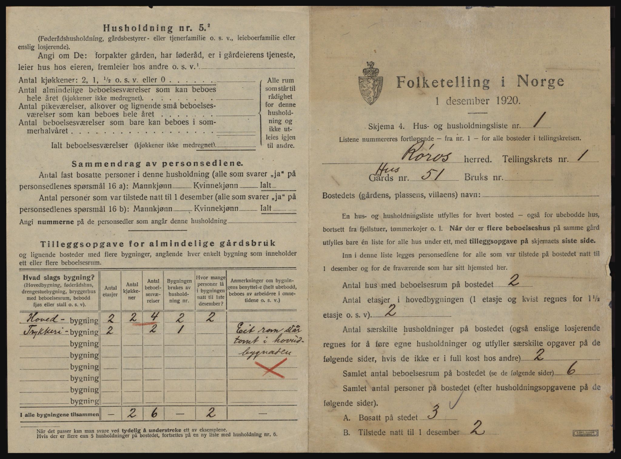 SAT, 1920 census for Røros, 1920, p. 64