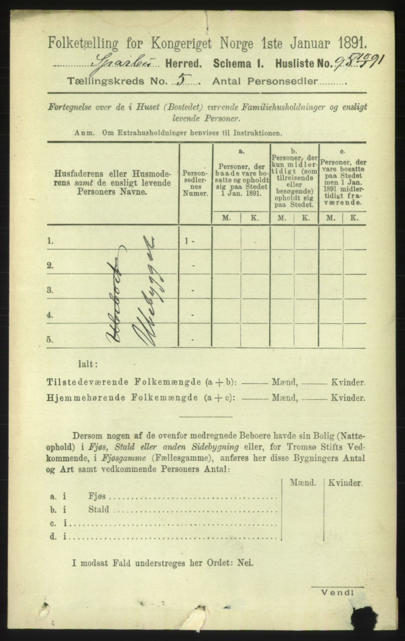 RA, 1891 census for 1731 Sparbu, 1891, p. 1678